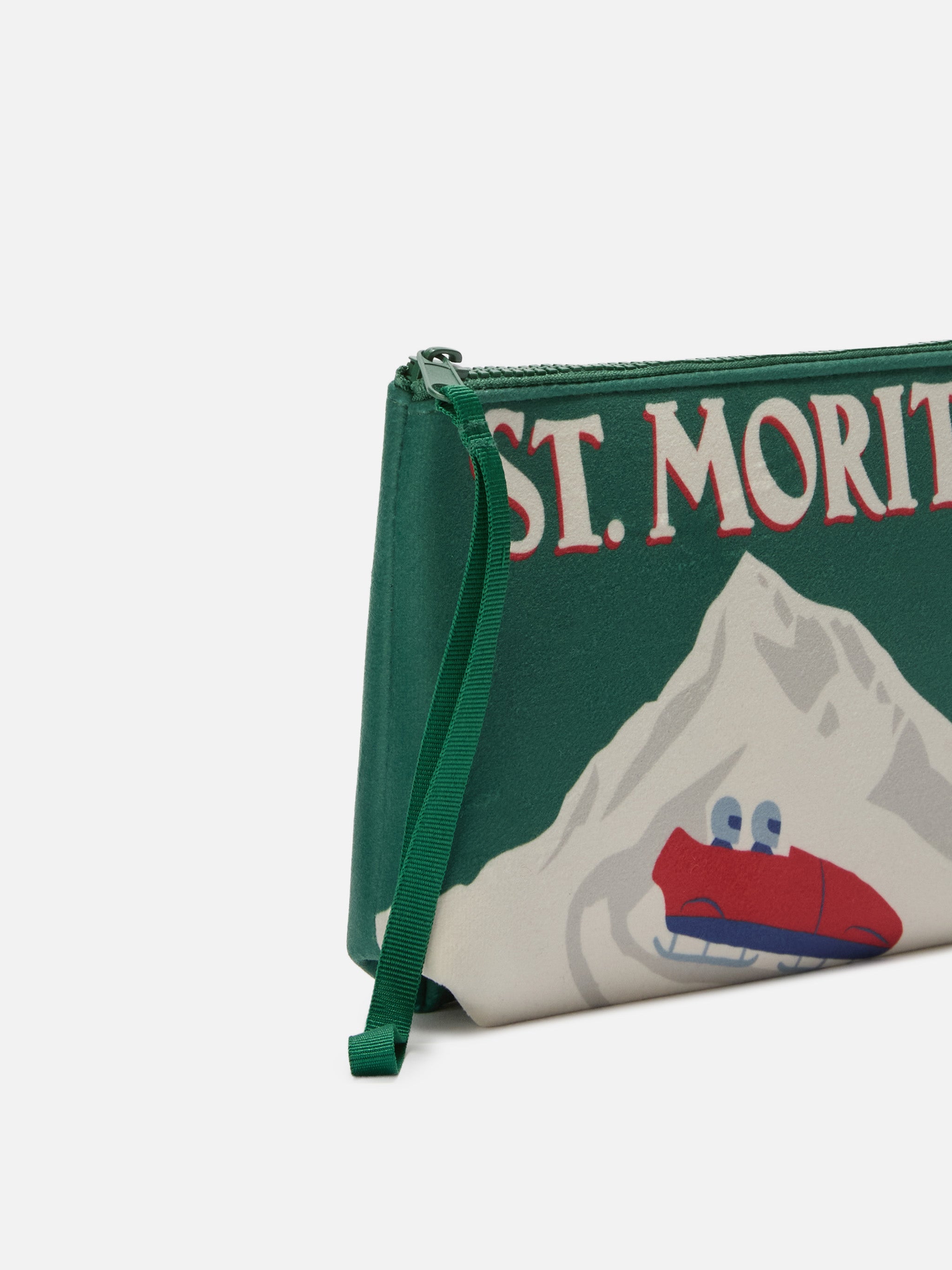 Aline Pouch Wool-Effect Fabric With St. Moritz Print | Top Of The World Special Edition Green Pochette