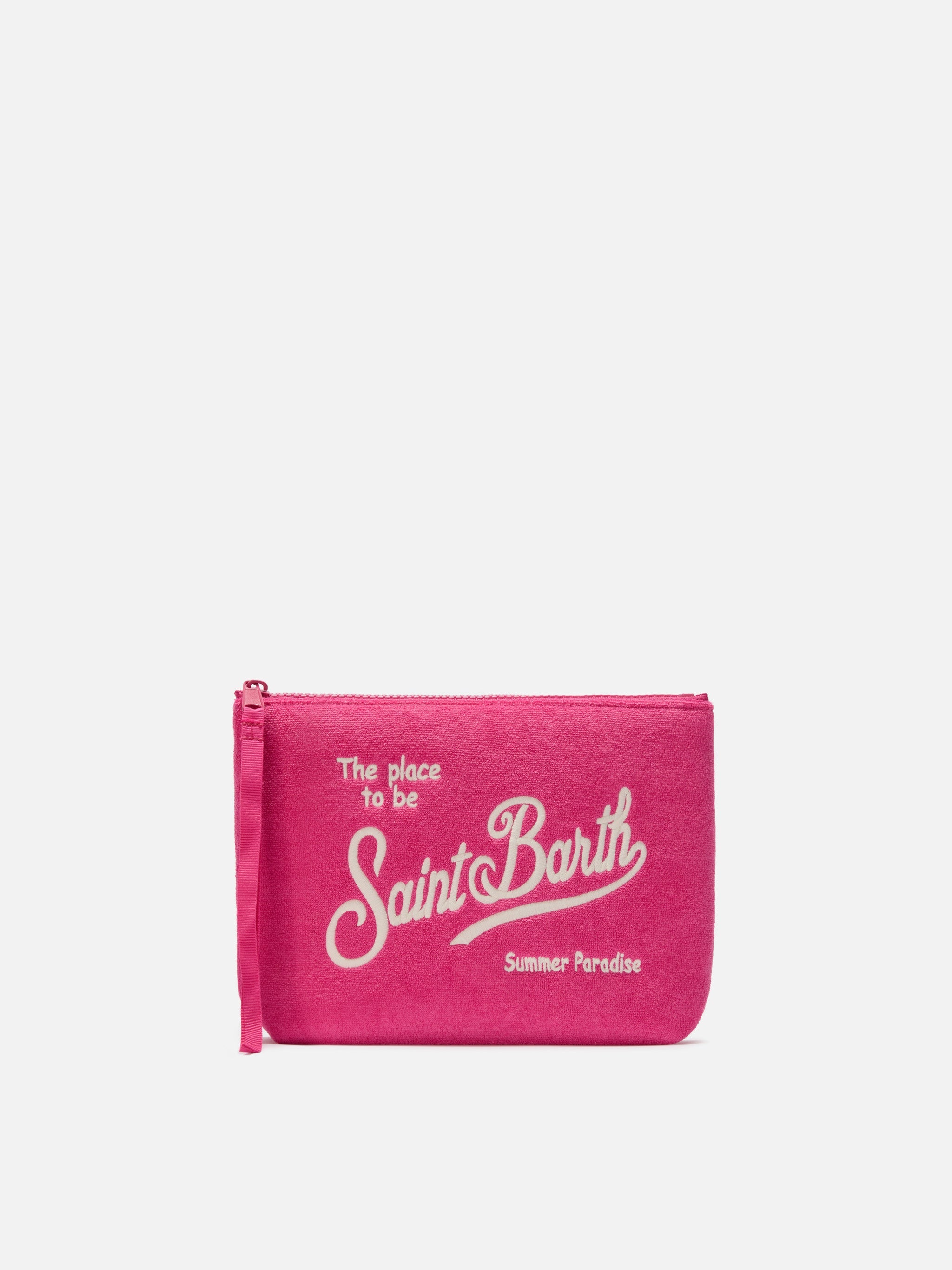 Aline Pink Terry-Effect Pouch Pochette