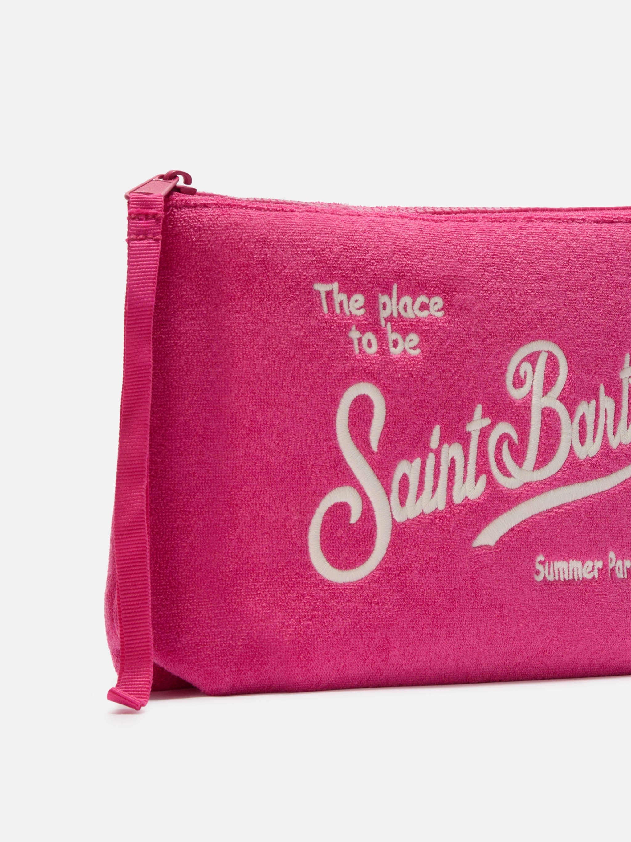 Aline Pink Terry-Effect Pouch Pochette
