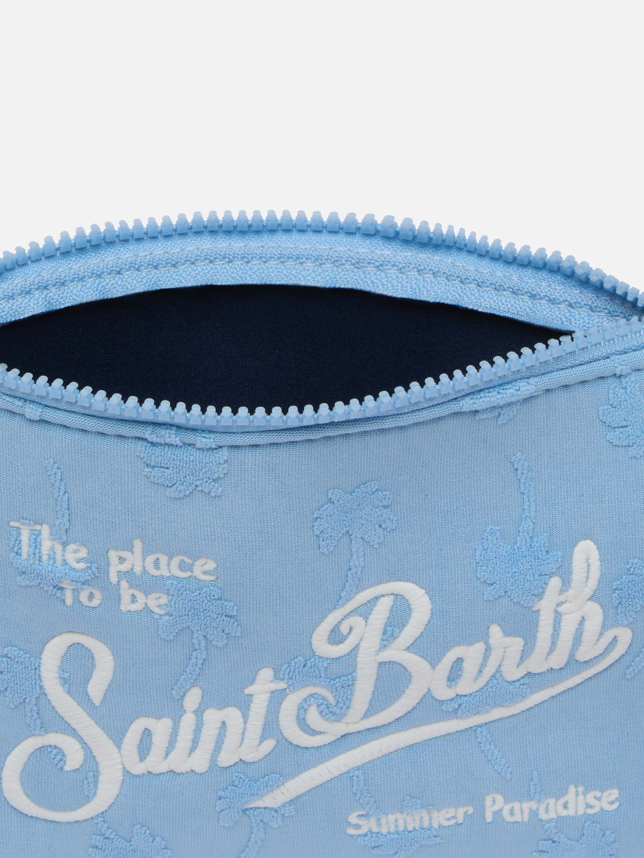 Aline Light Blue Palm Embossed Terry Pochette Sky