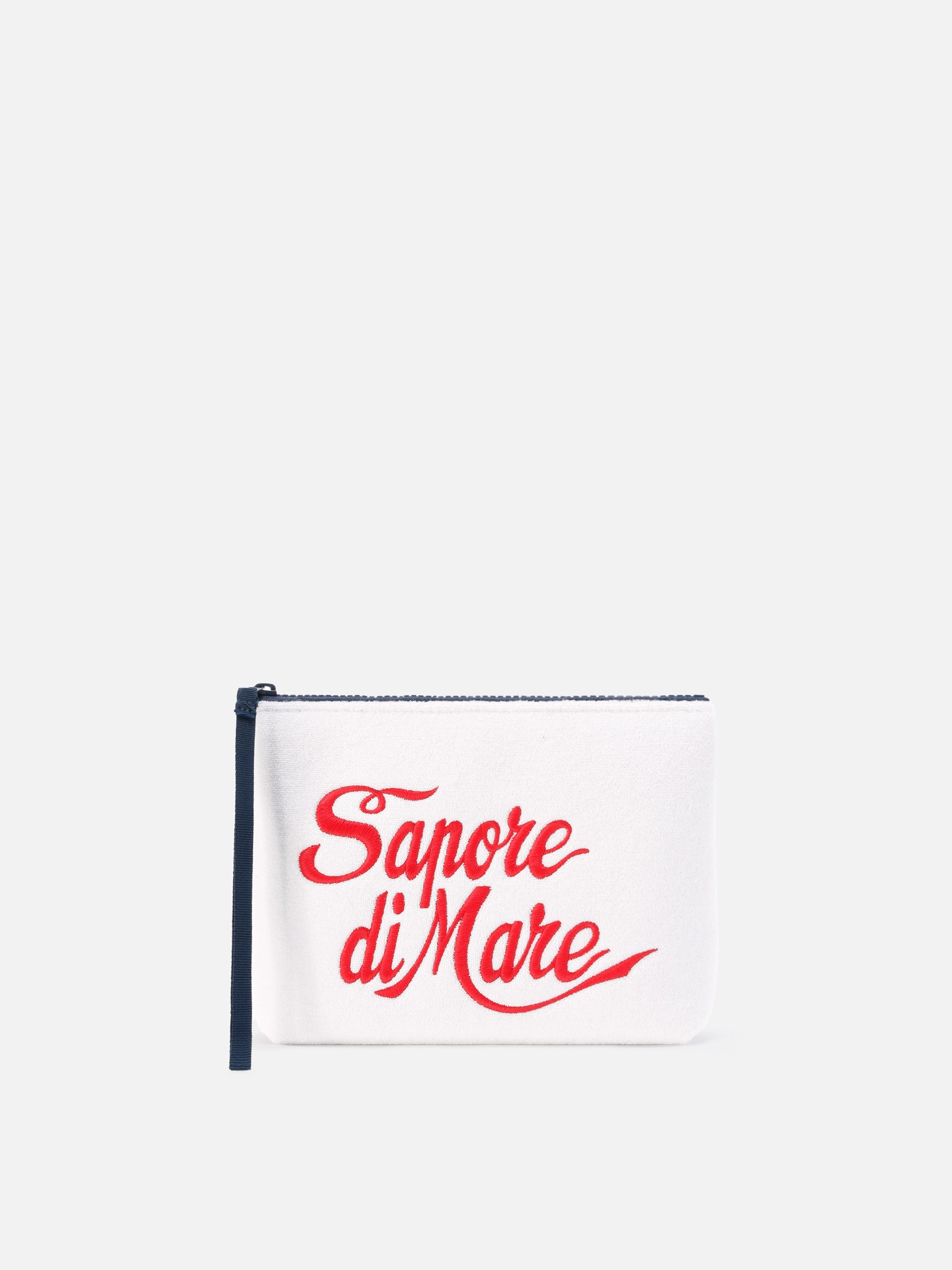 Aline Terry-Effect Pouch With Sapore Di Mare Print | Special Edition White Pochette