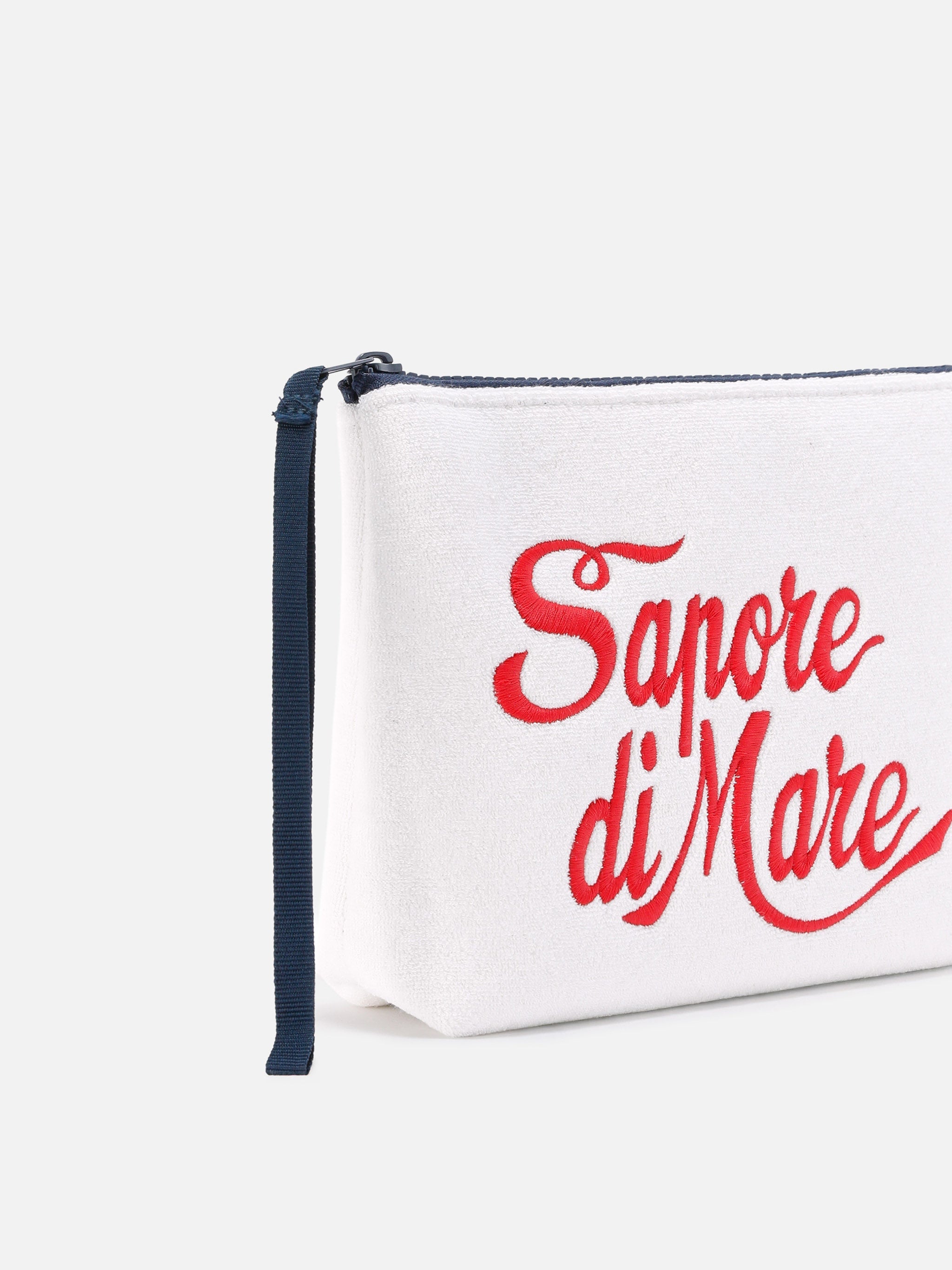 Aline Terry-Effect Pouch With Sapore Di Mare Print | Special Edition White Pochette
