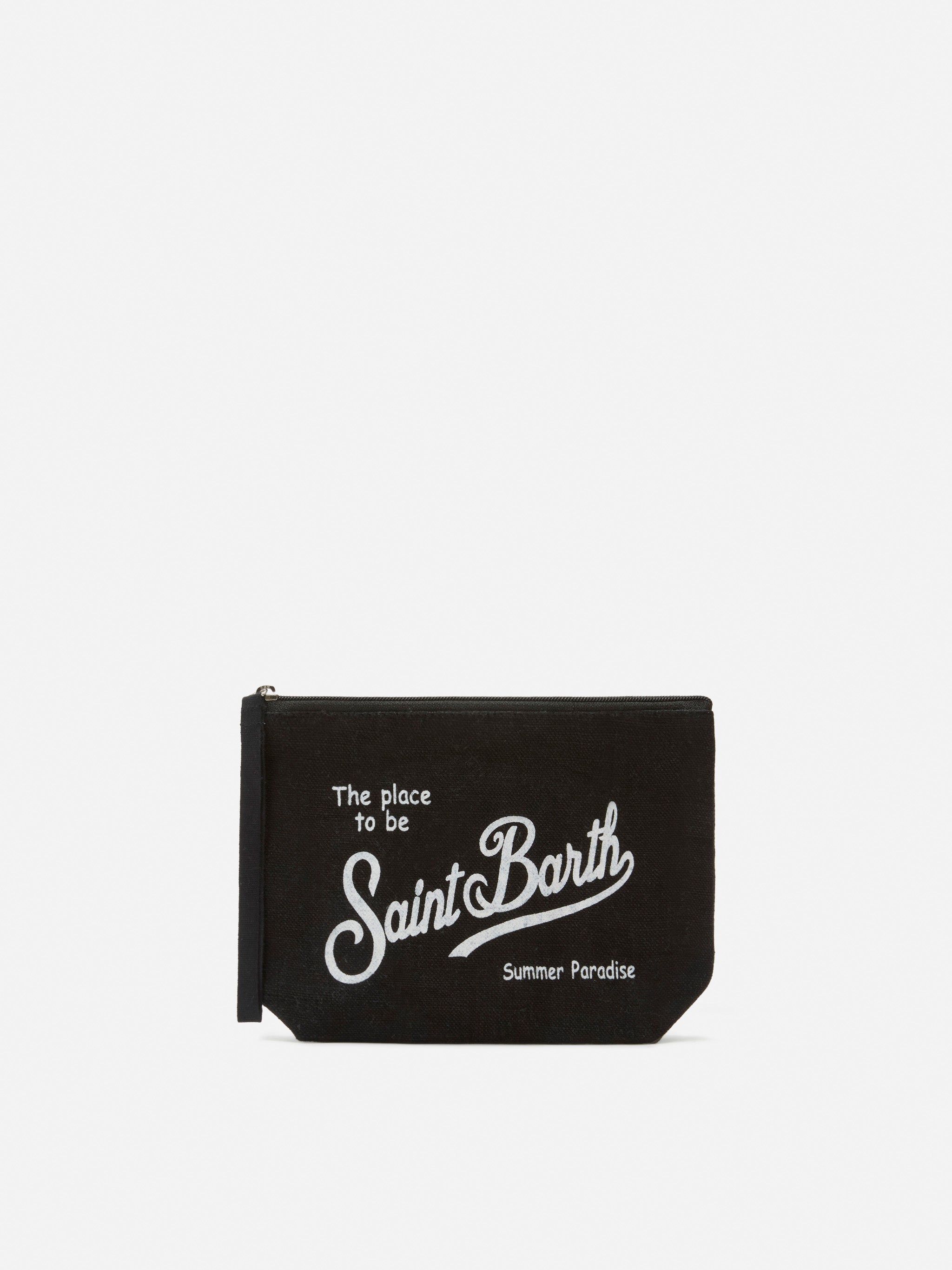 Aline Black Solid Linen Pouch Pochette