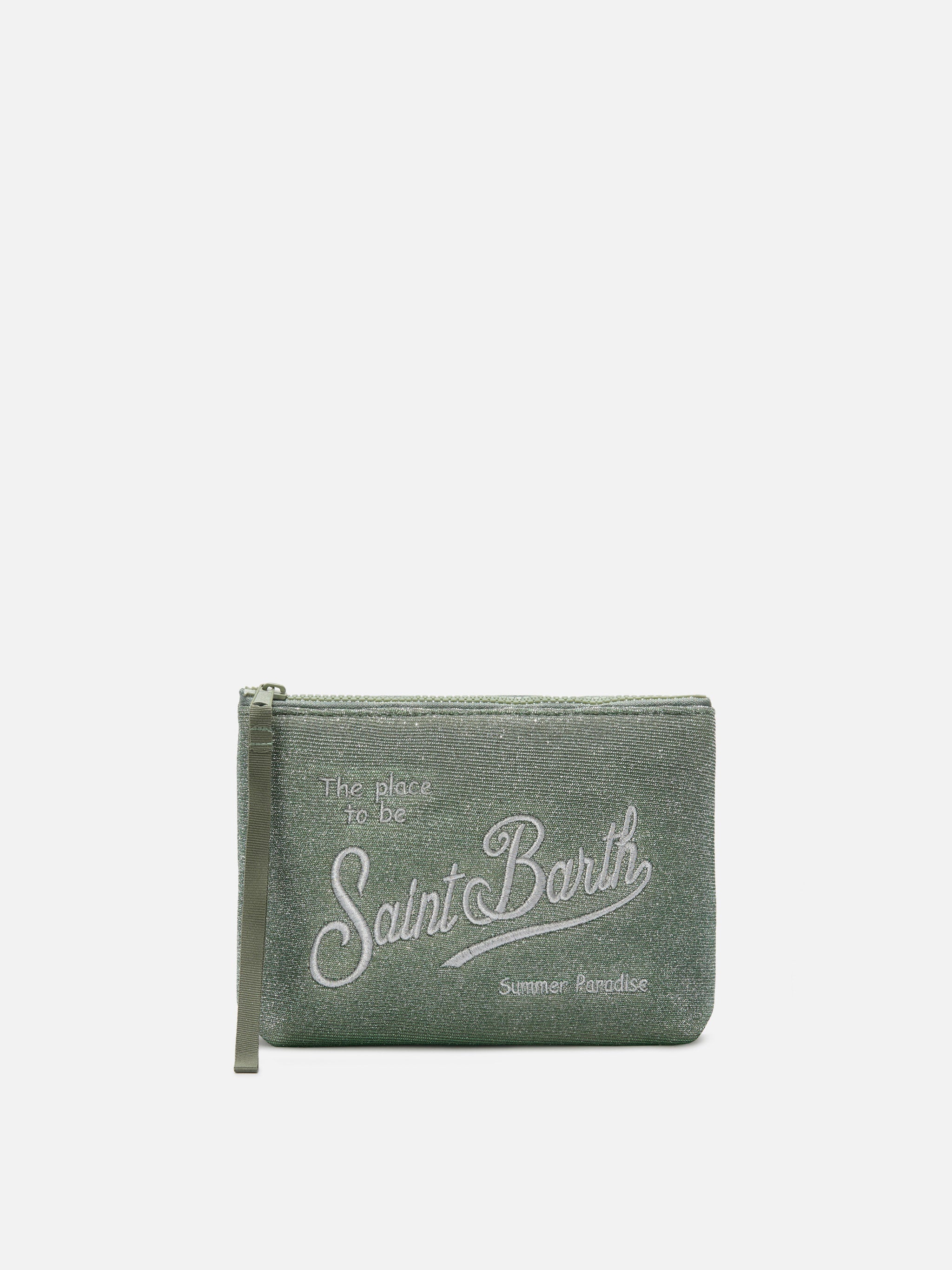 Aline Lurex Water Green Shimmer Pouch Pochette