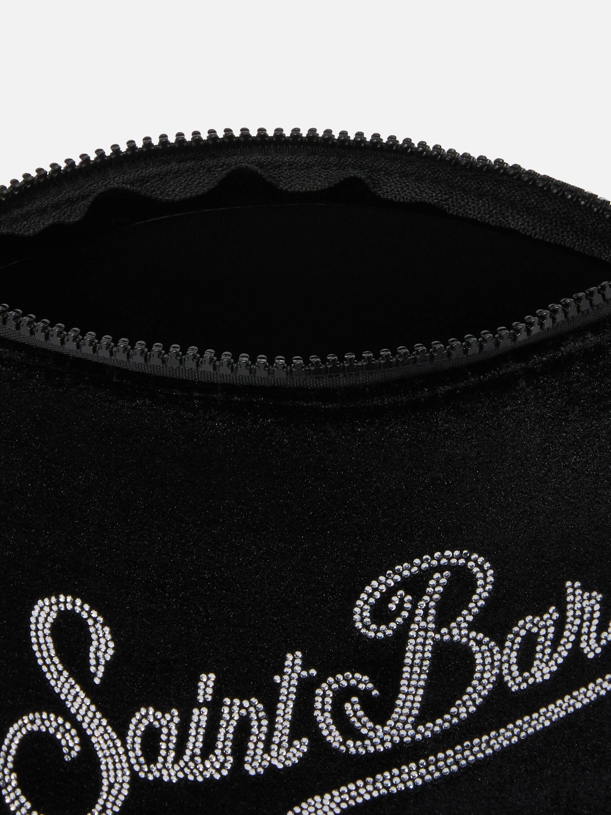 Aline Velvet Pouch Black With Rhinestones Pochette