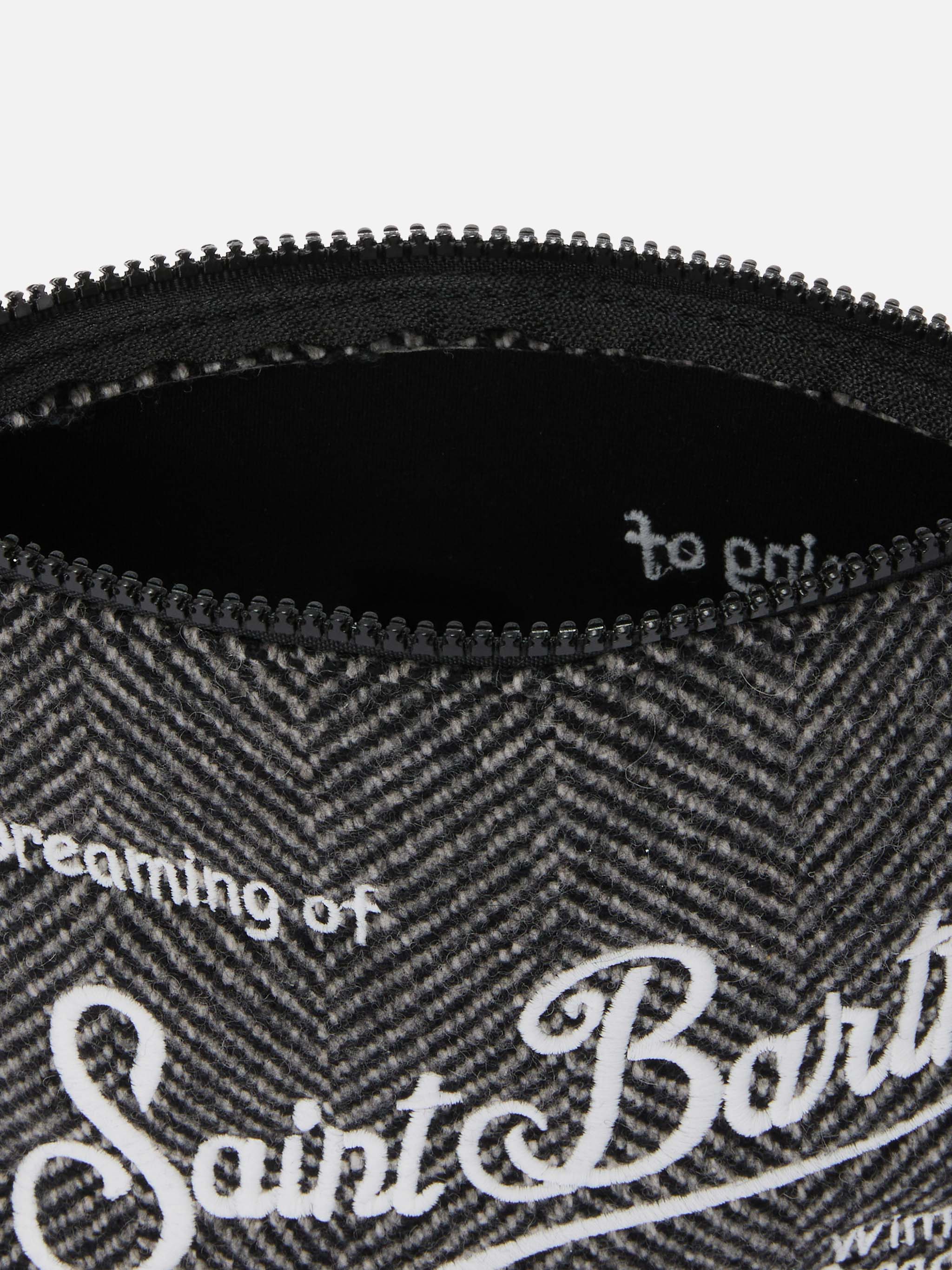 Aline Wool Pouch Herringbone Blend Black Pochette