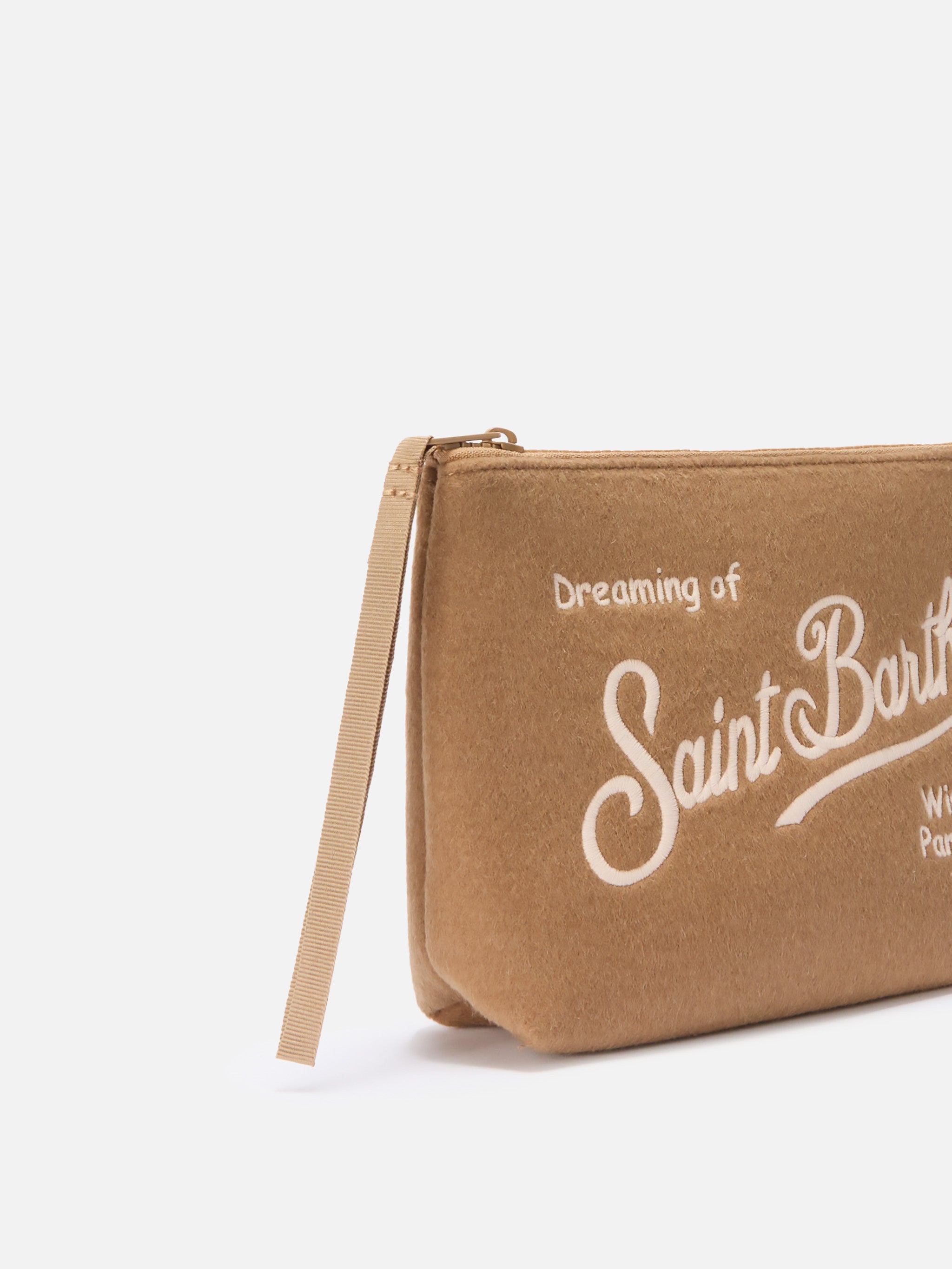 Aline Felt Pouch Camel Wool Blend Brown Pochette