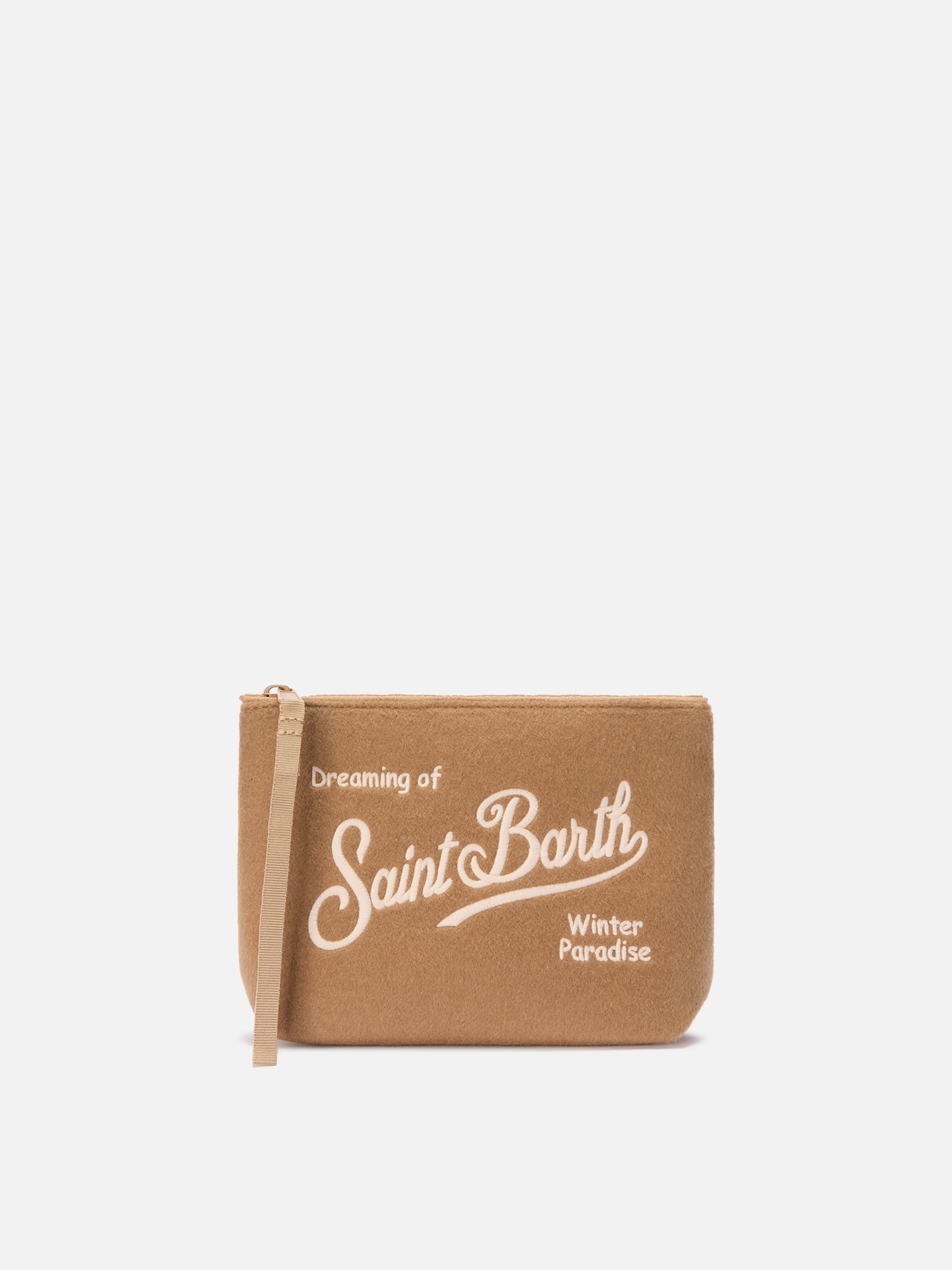 Aline Felt Pouch Camel Wool Blend Brown Pochette