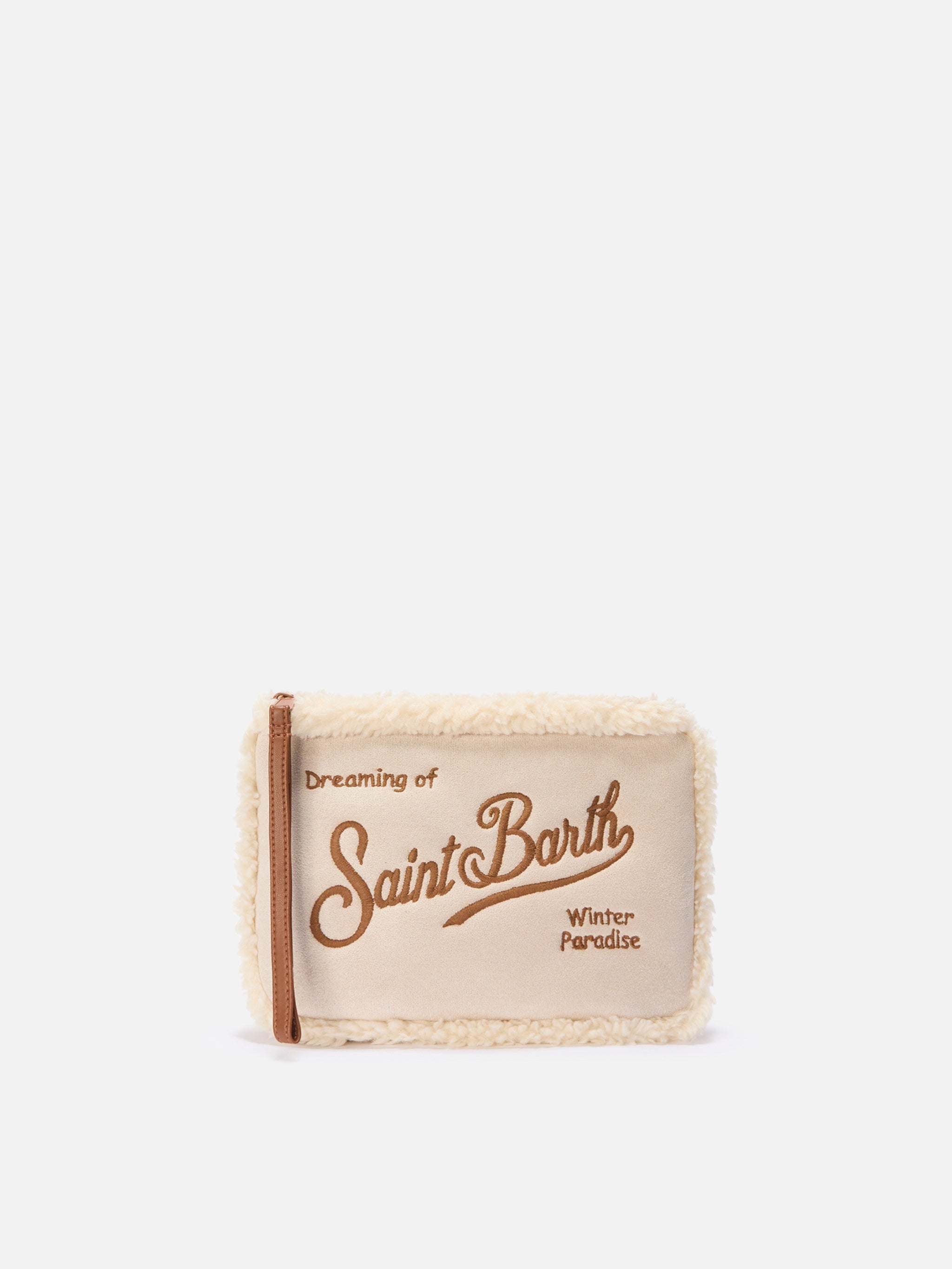 Aline Shearling Pouch Sherpa And Beige Faux Suede Brown Pochette