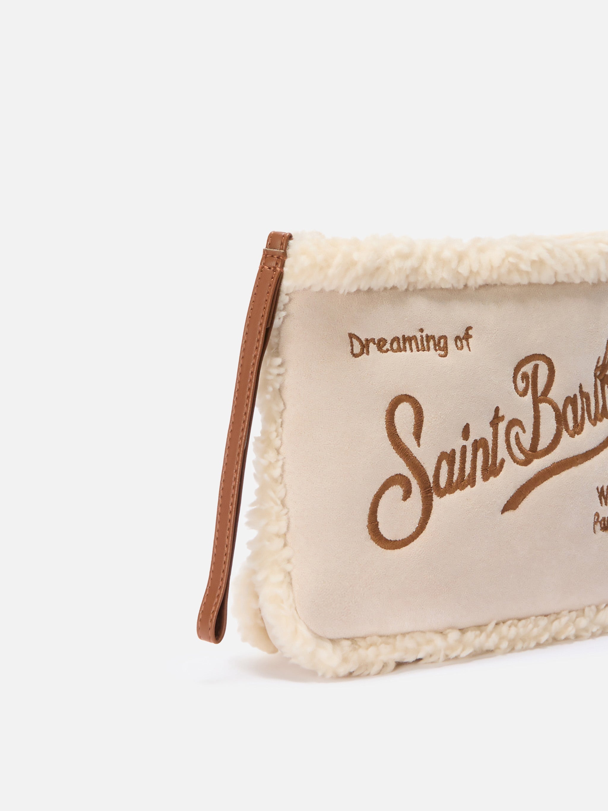 Aline Shearling Pouch Sherpa And Beige Faux Suede Brown Pochette