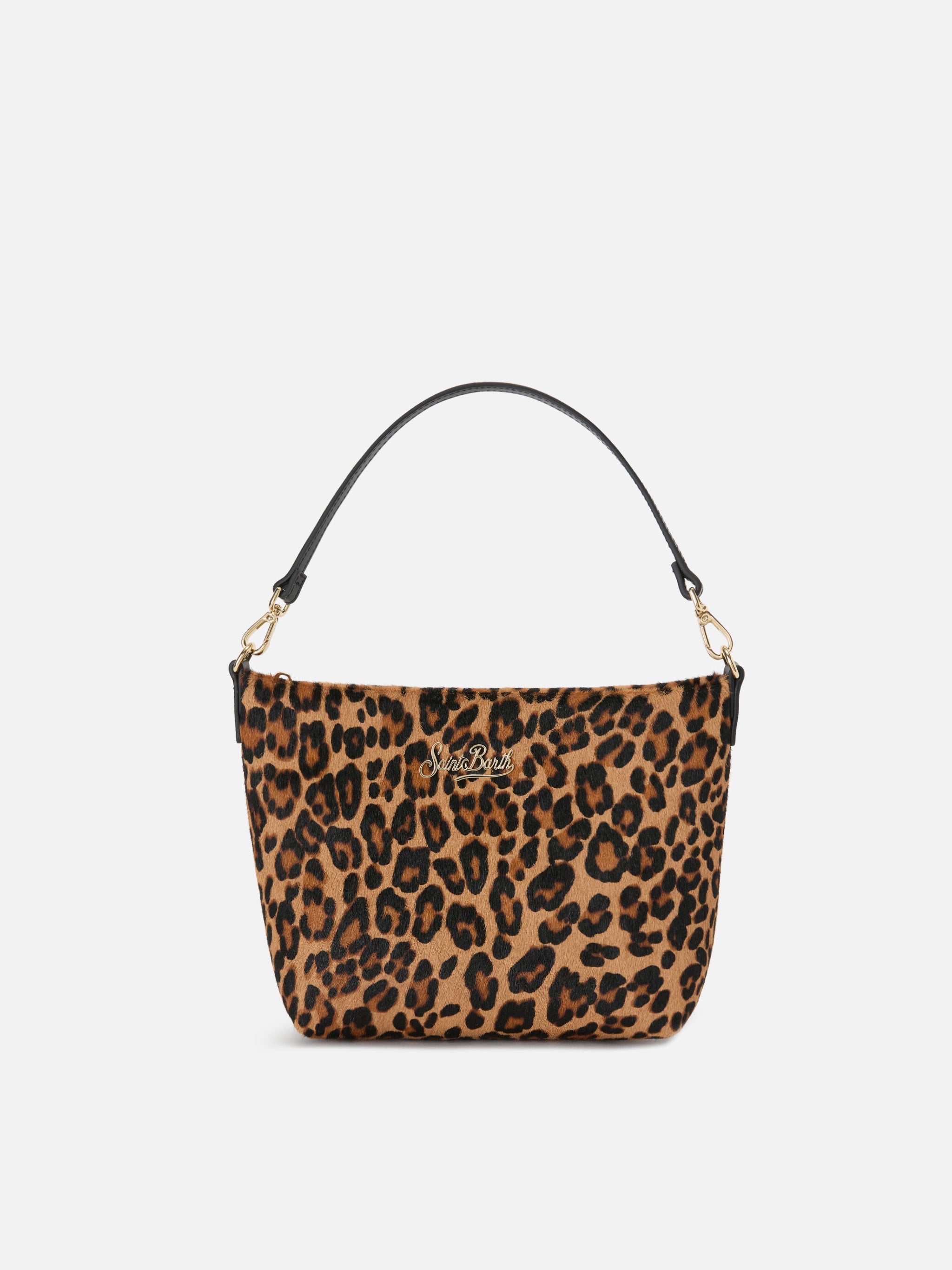 Aline Bag Leopard Print Pony Hair With Metal Logo Plaque Brown