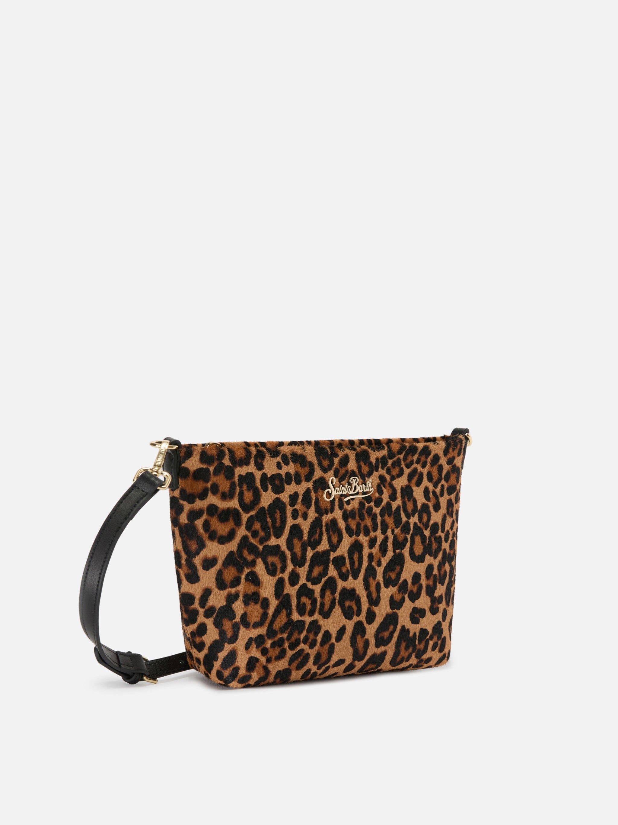 Aline Bag Leopard Print Pony Hair With Metal Logo Plaque Brown