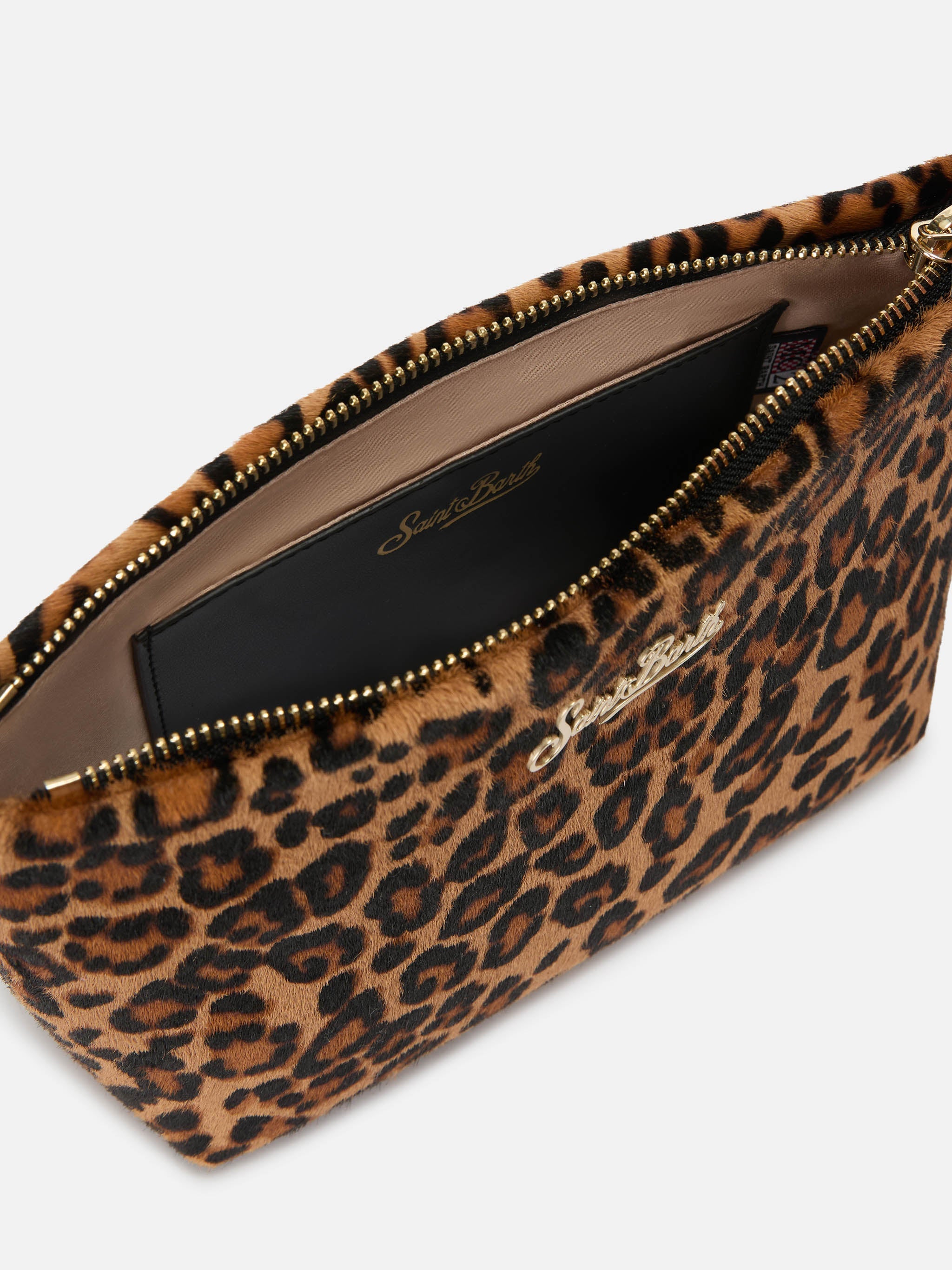 Aline Bag Leopard Print Pony Hair With Metal Logo Plaque Brown