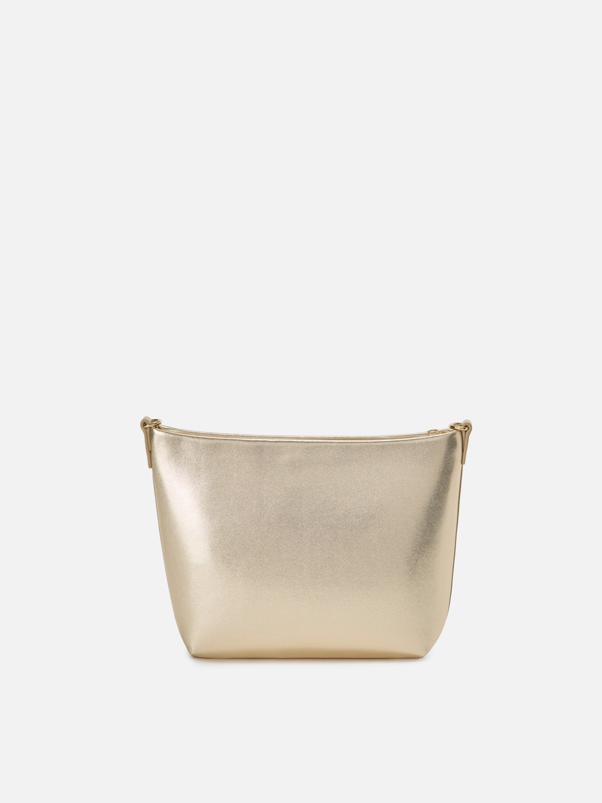 Aline Bag Gold Laminated Leather With Metal Logo Plaque Yellow