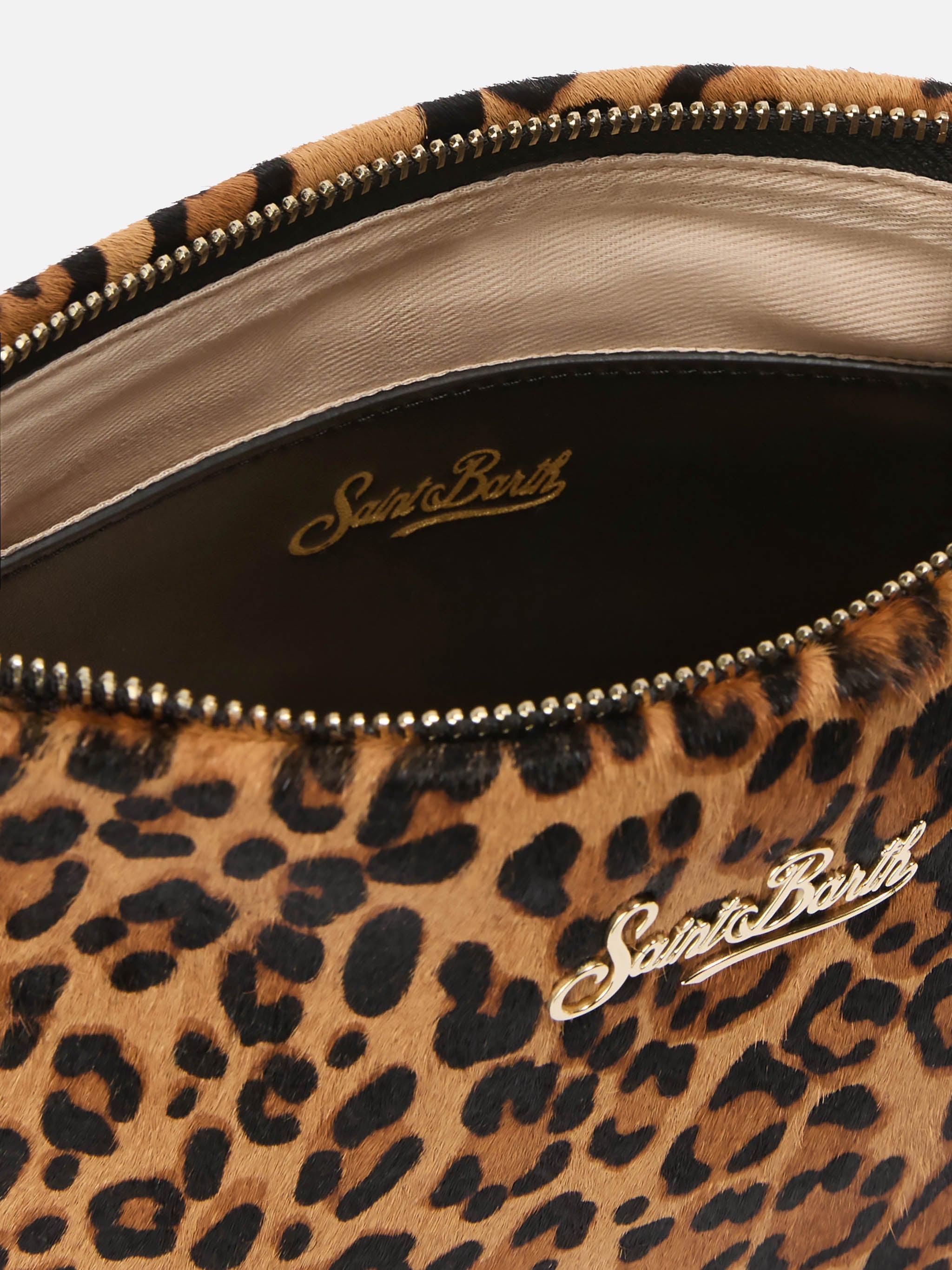 Aline Shoulder Bag Brushed Leather And Leopard-Print Calf Hair Brown