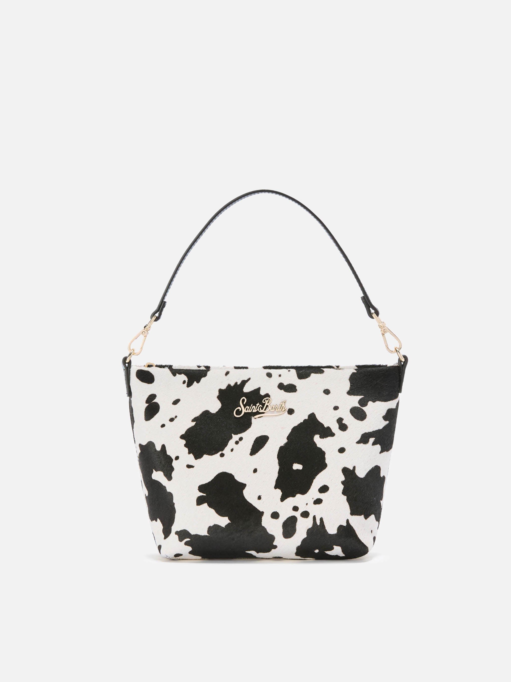 Aline Shoulder Bag Brushed Leather And Cow-Print Calf Hair White