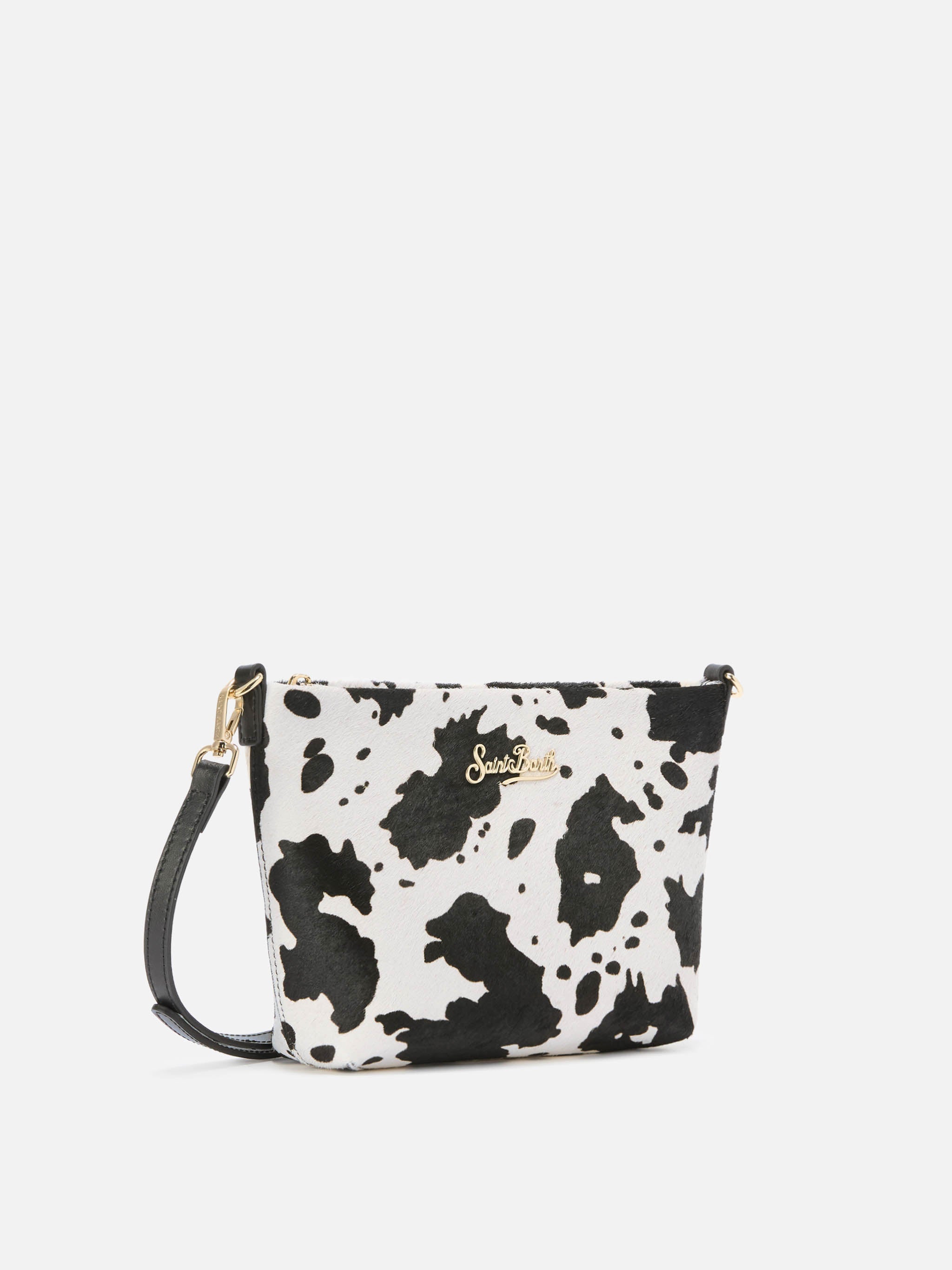 Aline Shoulder Bag Brushed Leather And Cow-Print Calf Hair White