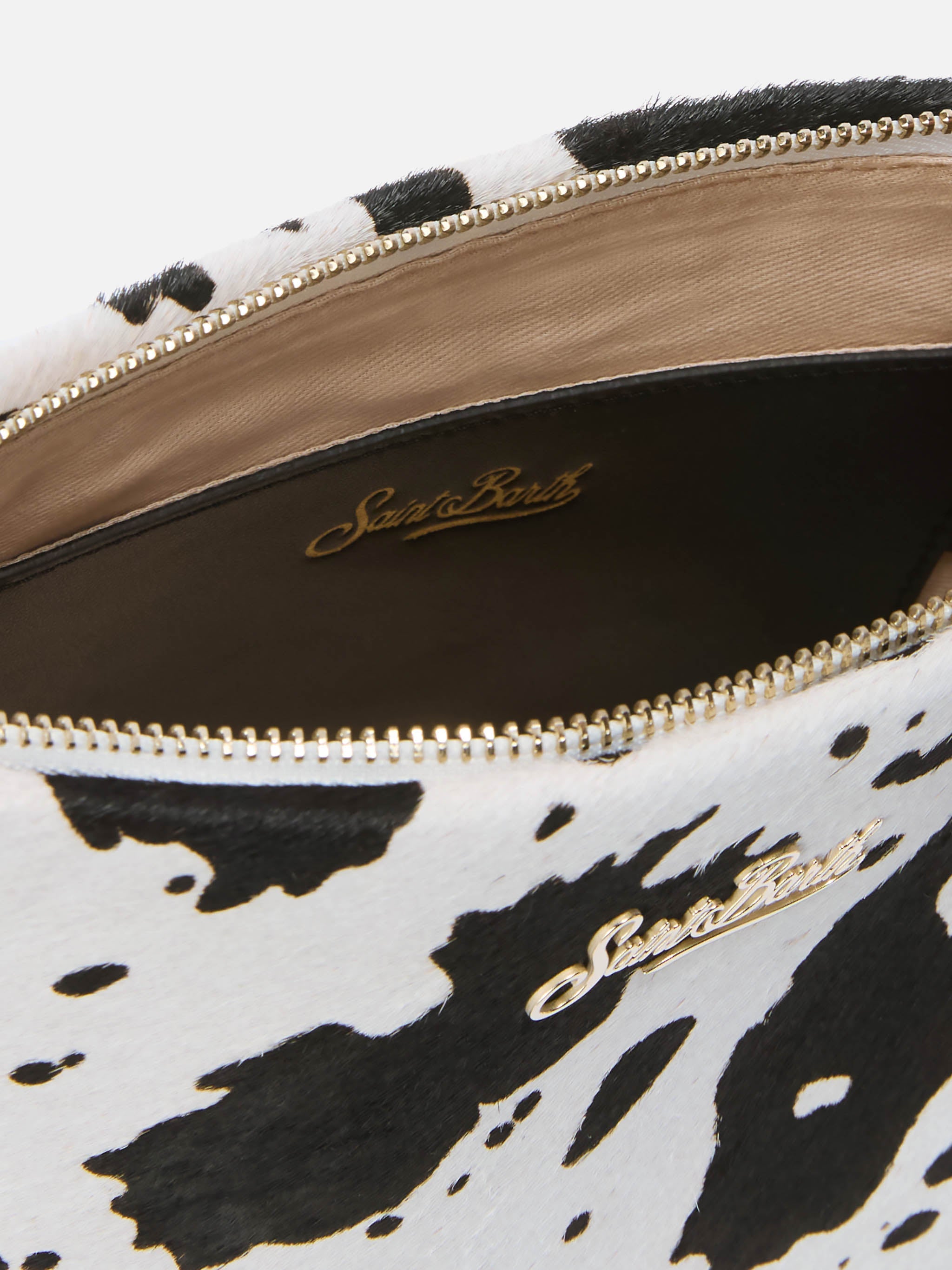 Aline Shoulder Bag Brushed Leather And Cow-Print Calf Hair White