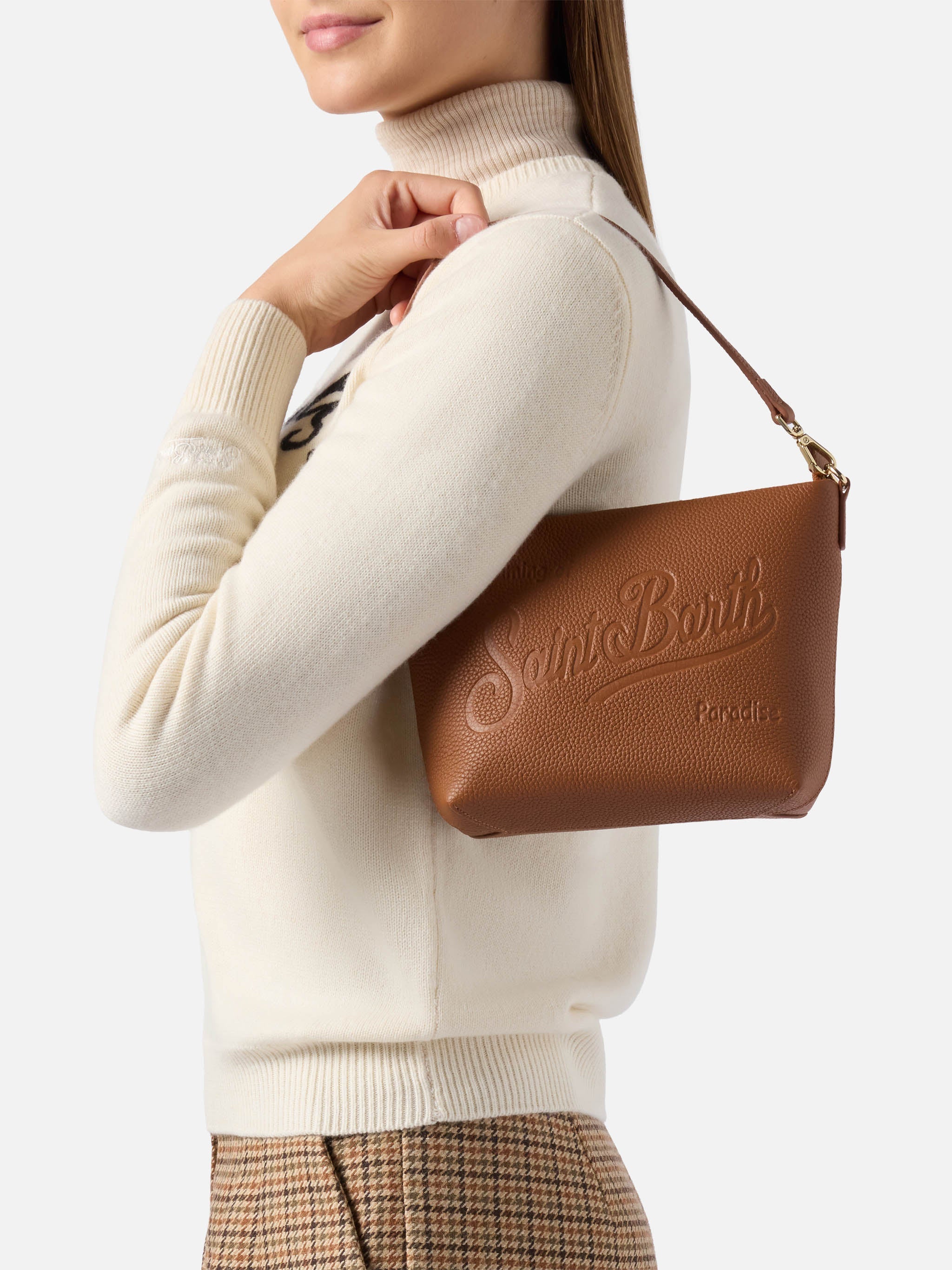 Aline Shoulder Bag Hammered Leather Tan Brown
