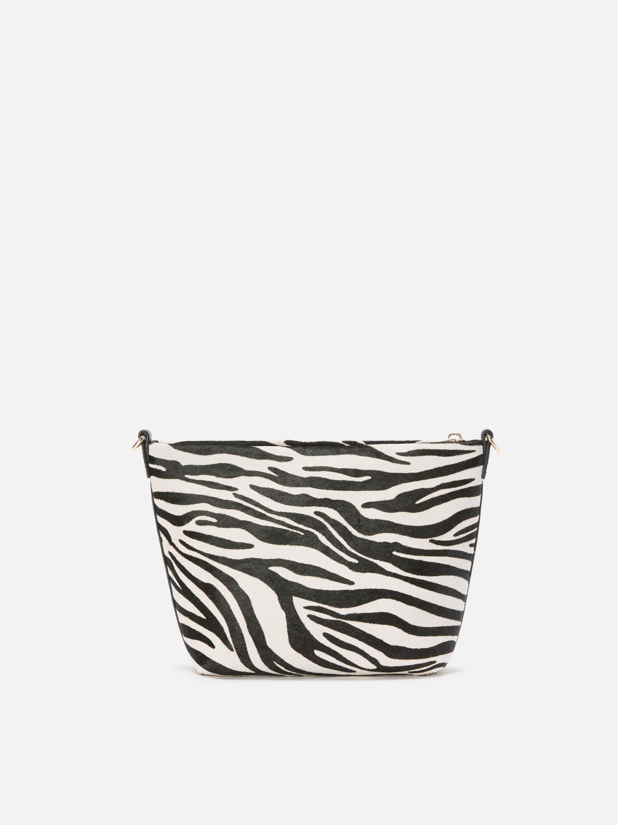Aline Shoulder Bag Brushed Leather And Zebra-Print Calf Hair White