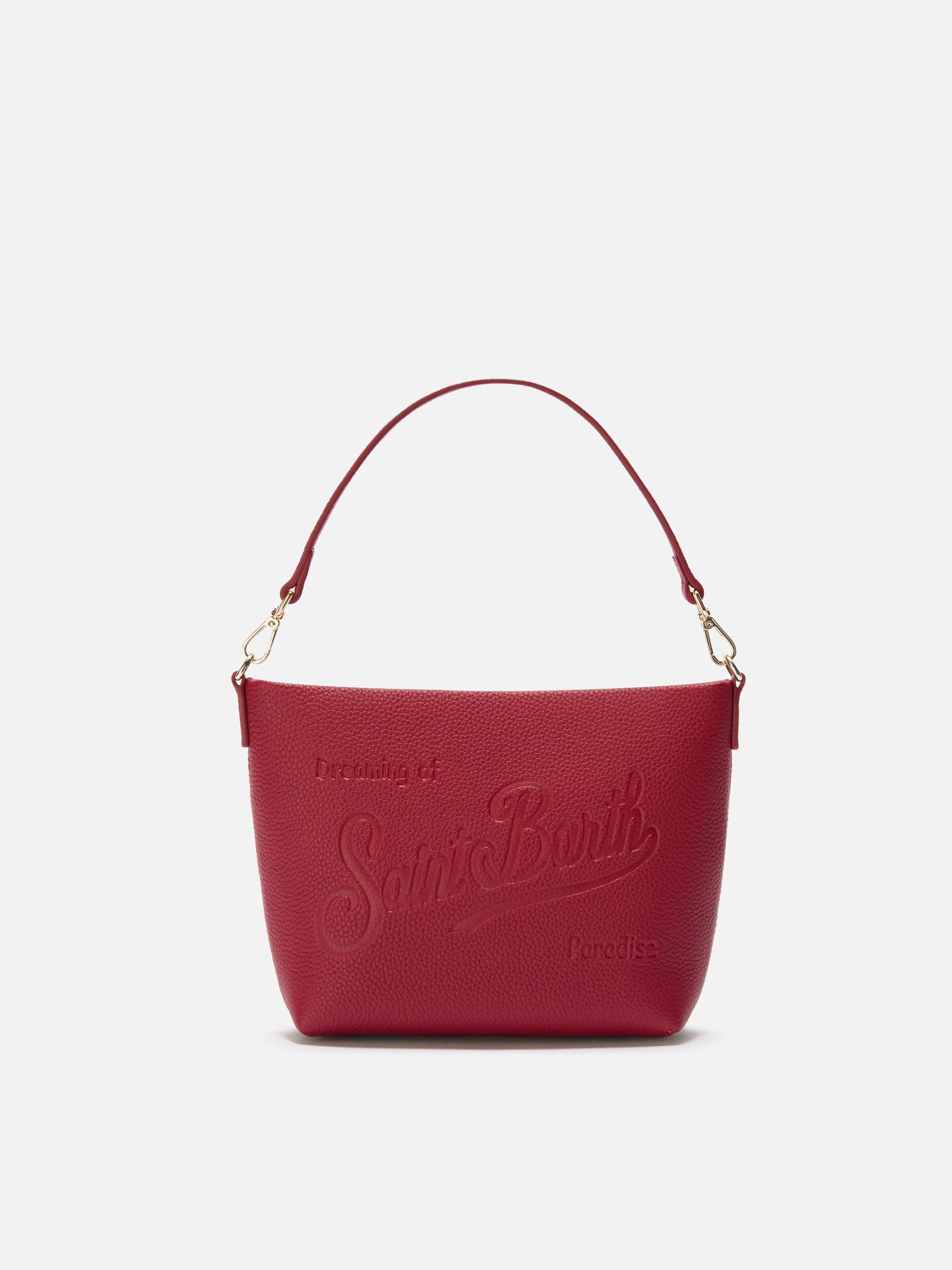 Aline Shoulder Bag Hammered Bordeaux Leather Red