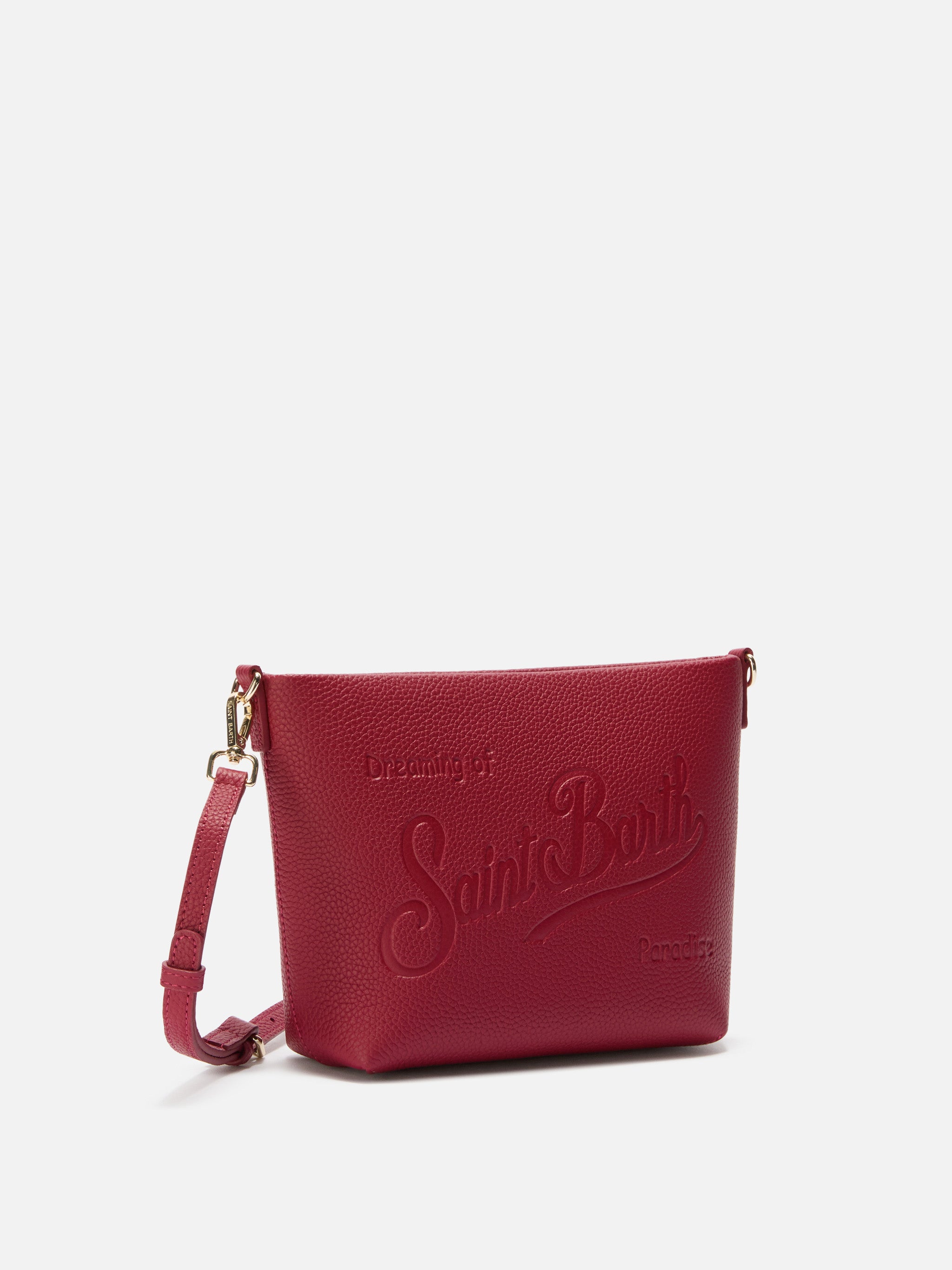 Aline Shoulder Bag Hammered Bordeaux Leather Red