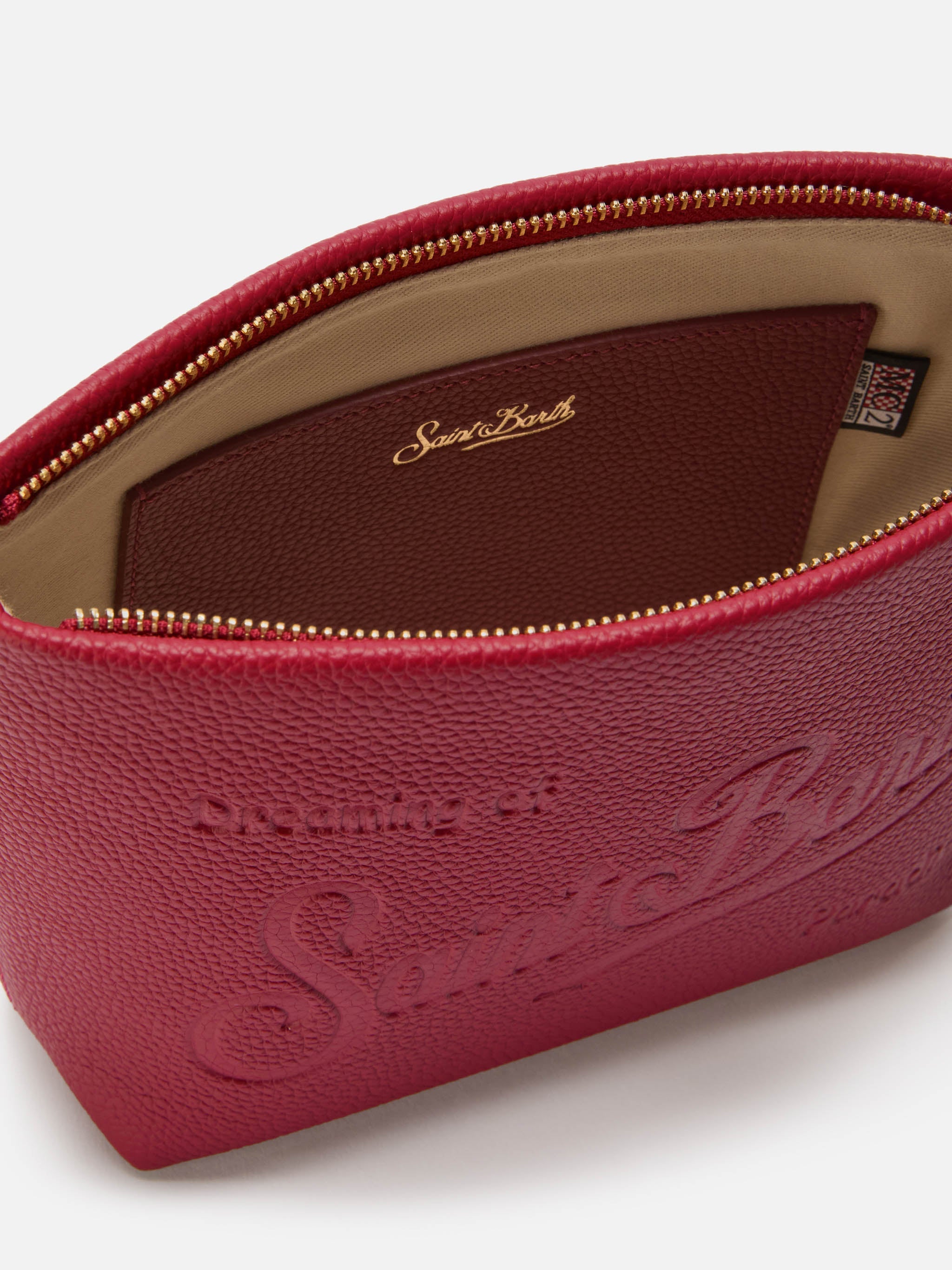 Aline Shoulder Bag Hammered Bordeaux Leather Red