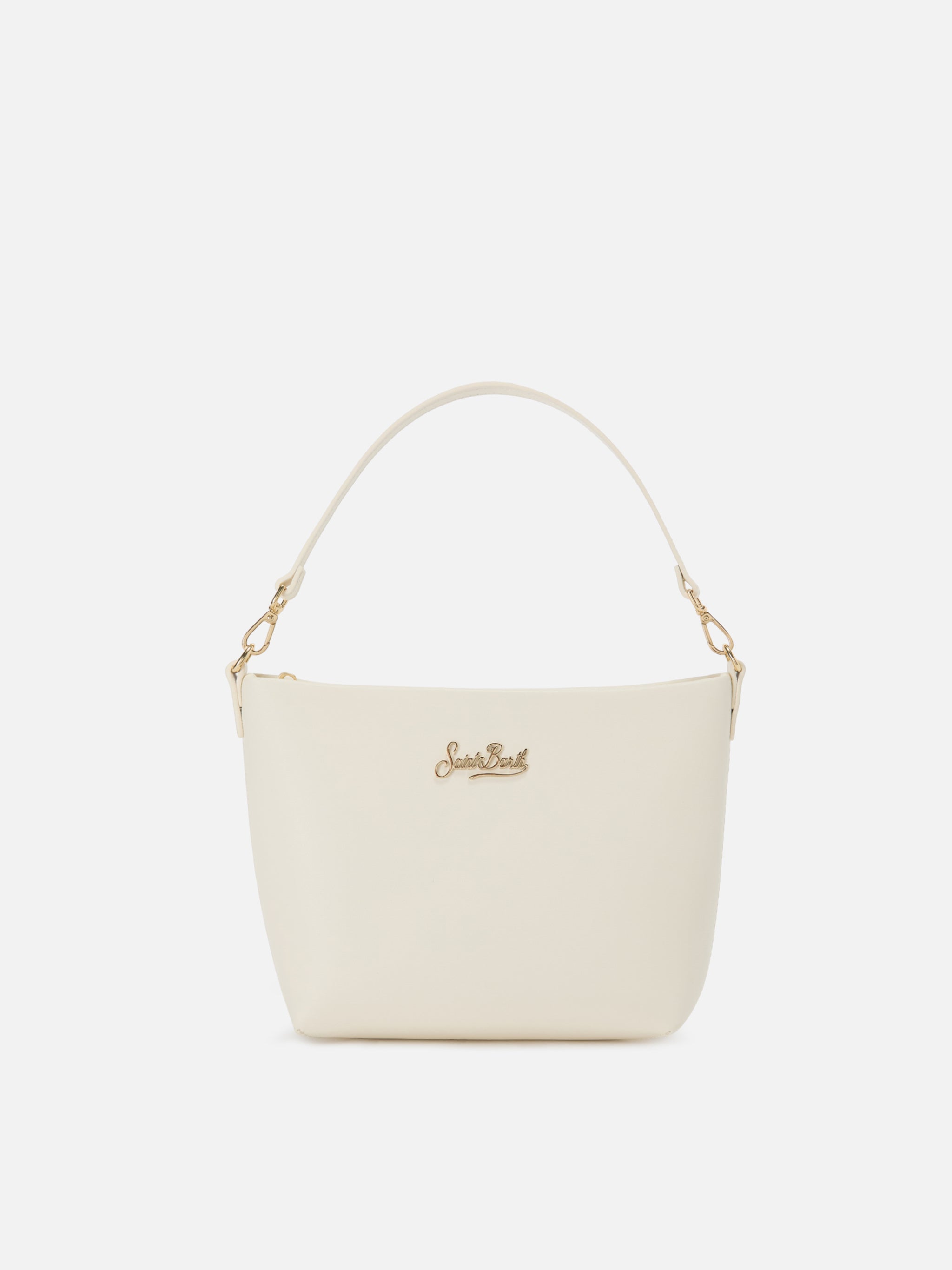 Aline Bag White Smooth Leather With Metal Logo Plaque