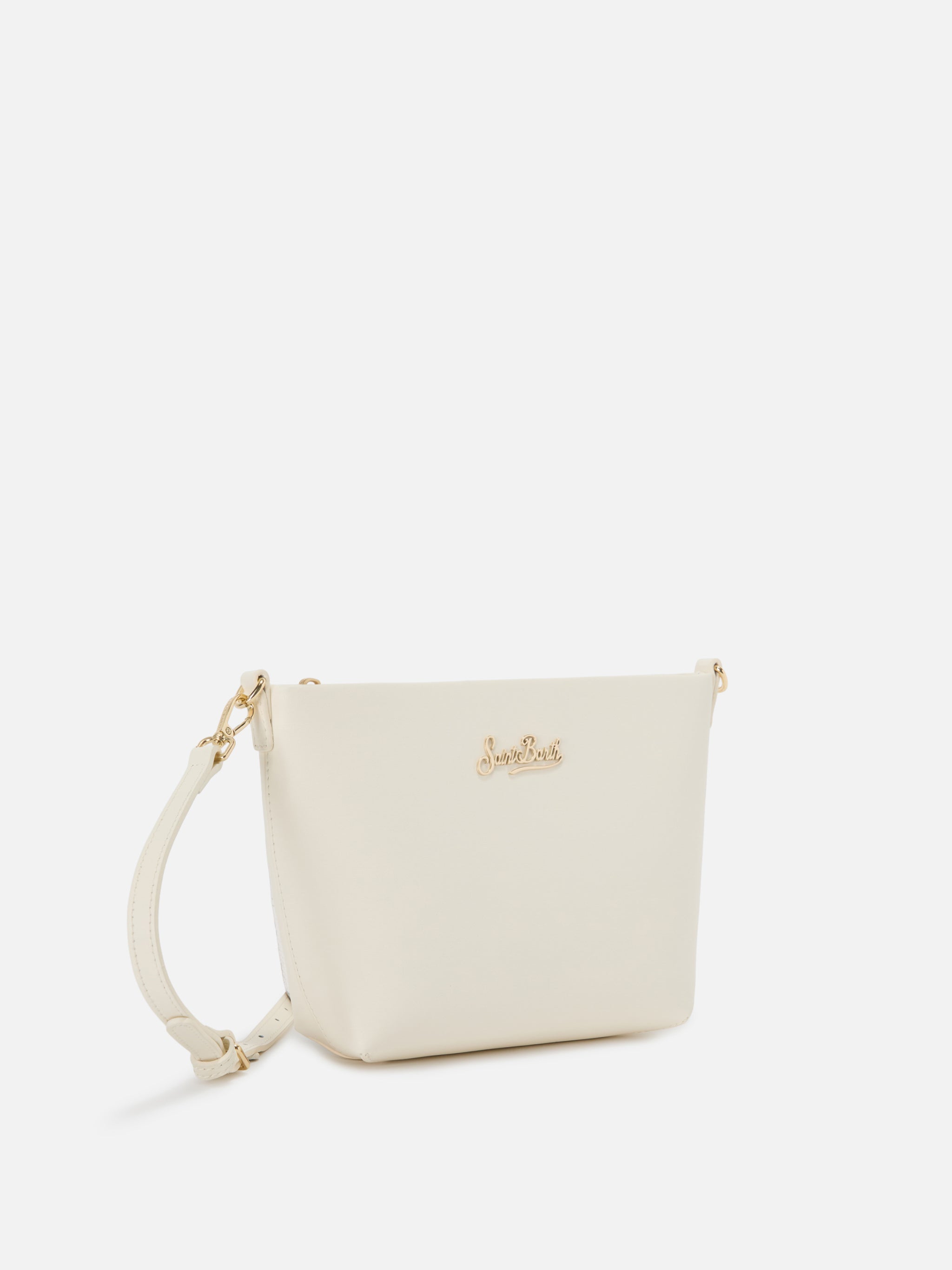 Aline Bag White Smooth Leather With Metal Logo Plaque
