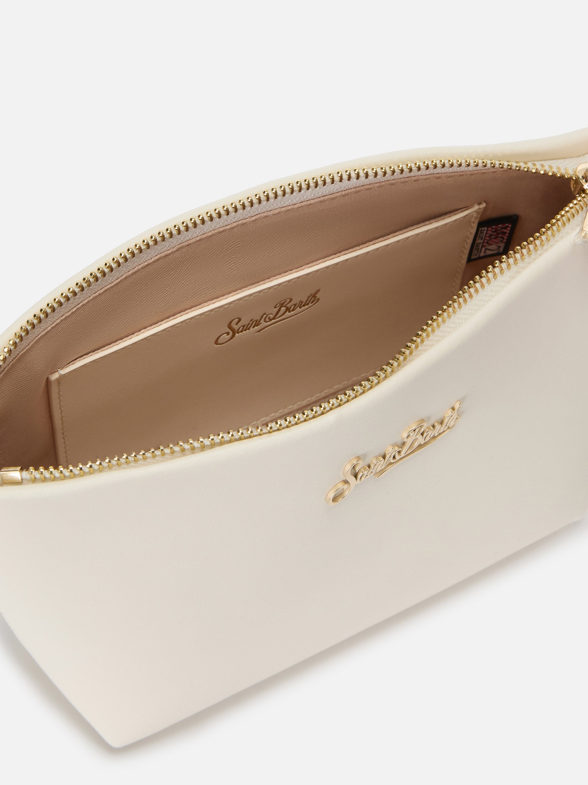 Aline Bag White Smooth Leather With Metal Logo Plaque