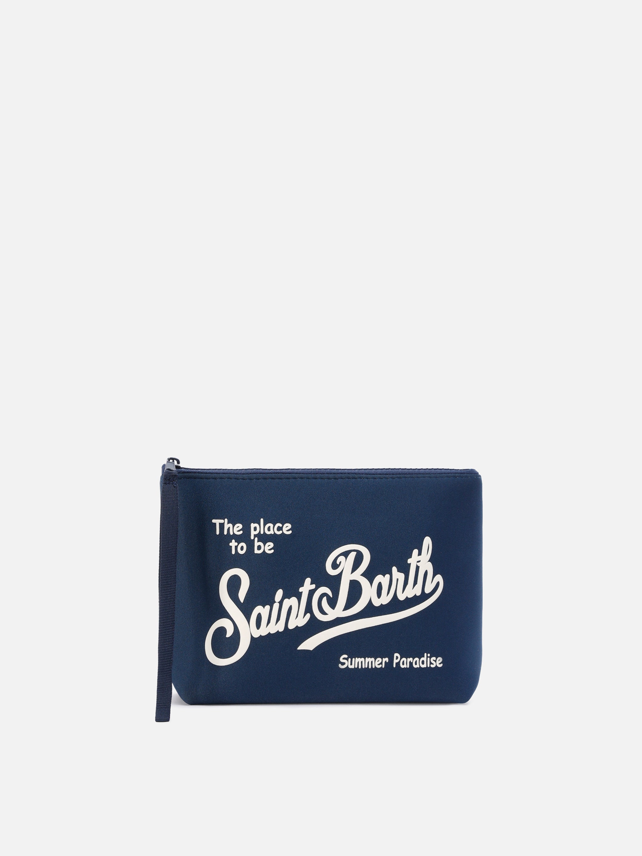 Aline Scuba Pouch Navy Blue With Printed Logo Pochette