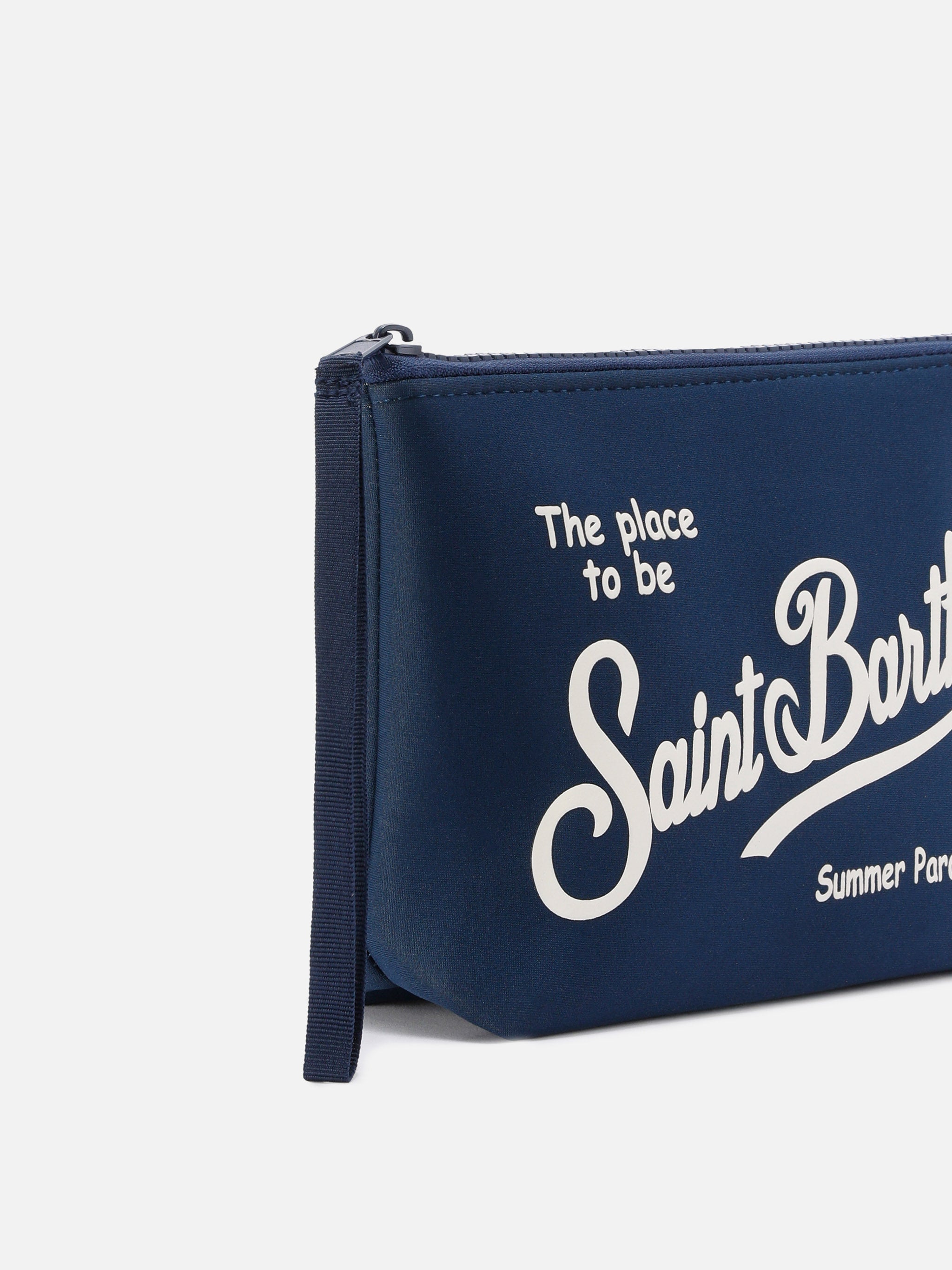Aline Scuba Pouch Navy Blue With Printed Logo Pochette