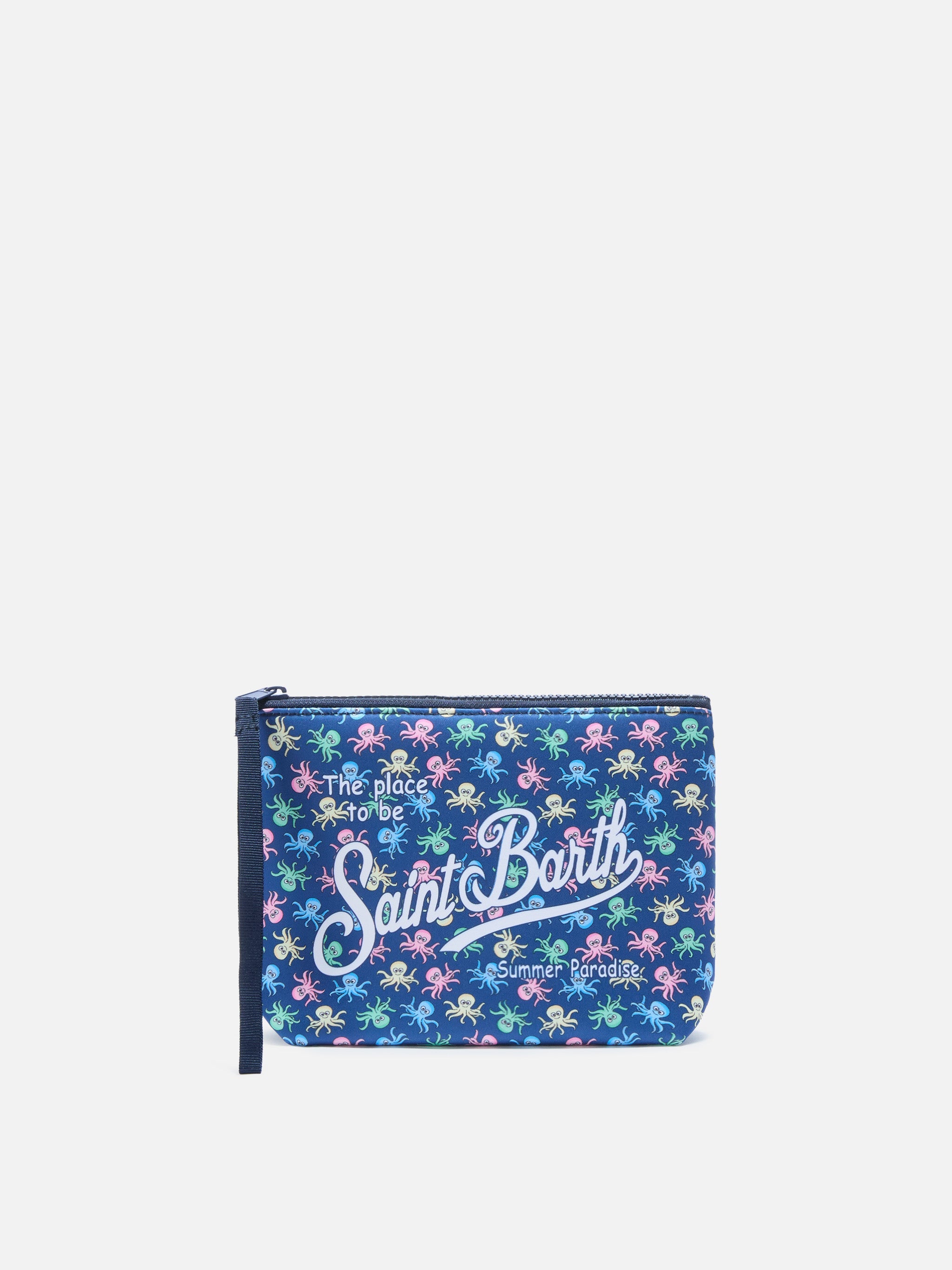 Aline Scuba Blue Pouch With Octopus Print Pochette