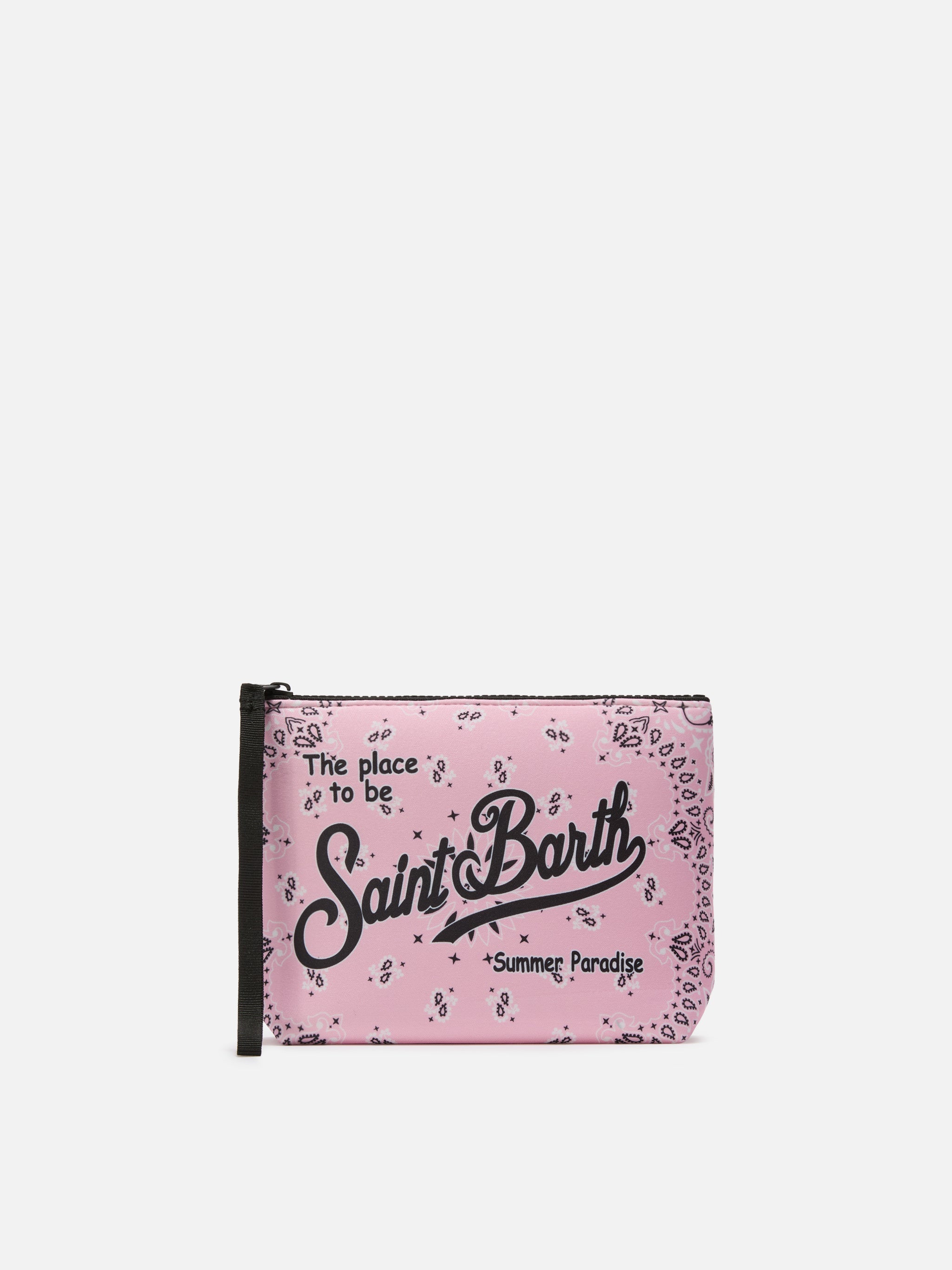 Aline Scuba Pouch With Pink Bandana Print Pochette