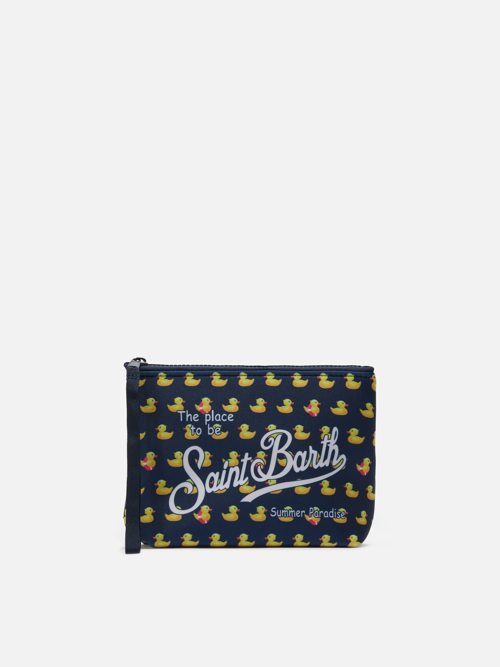 Aline Scuba Pouch With Duck Print Blue Pochette