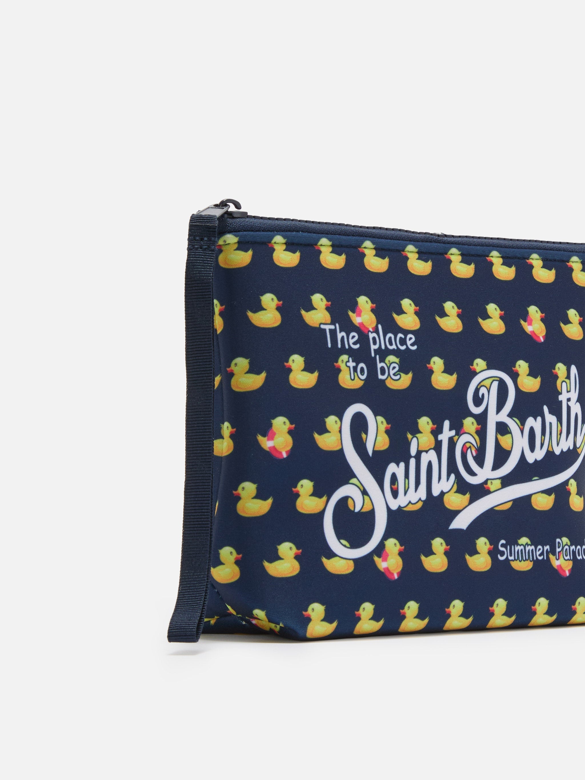 Aline Scuba Pouch With Duck Print Blue Pochette