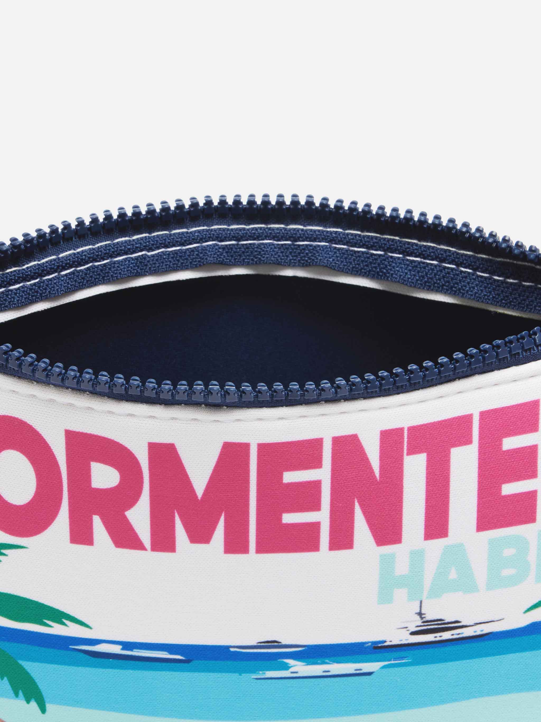 Aline Scuba Pochette With Formentera Postcard Print White
