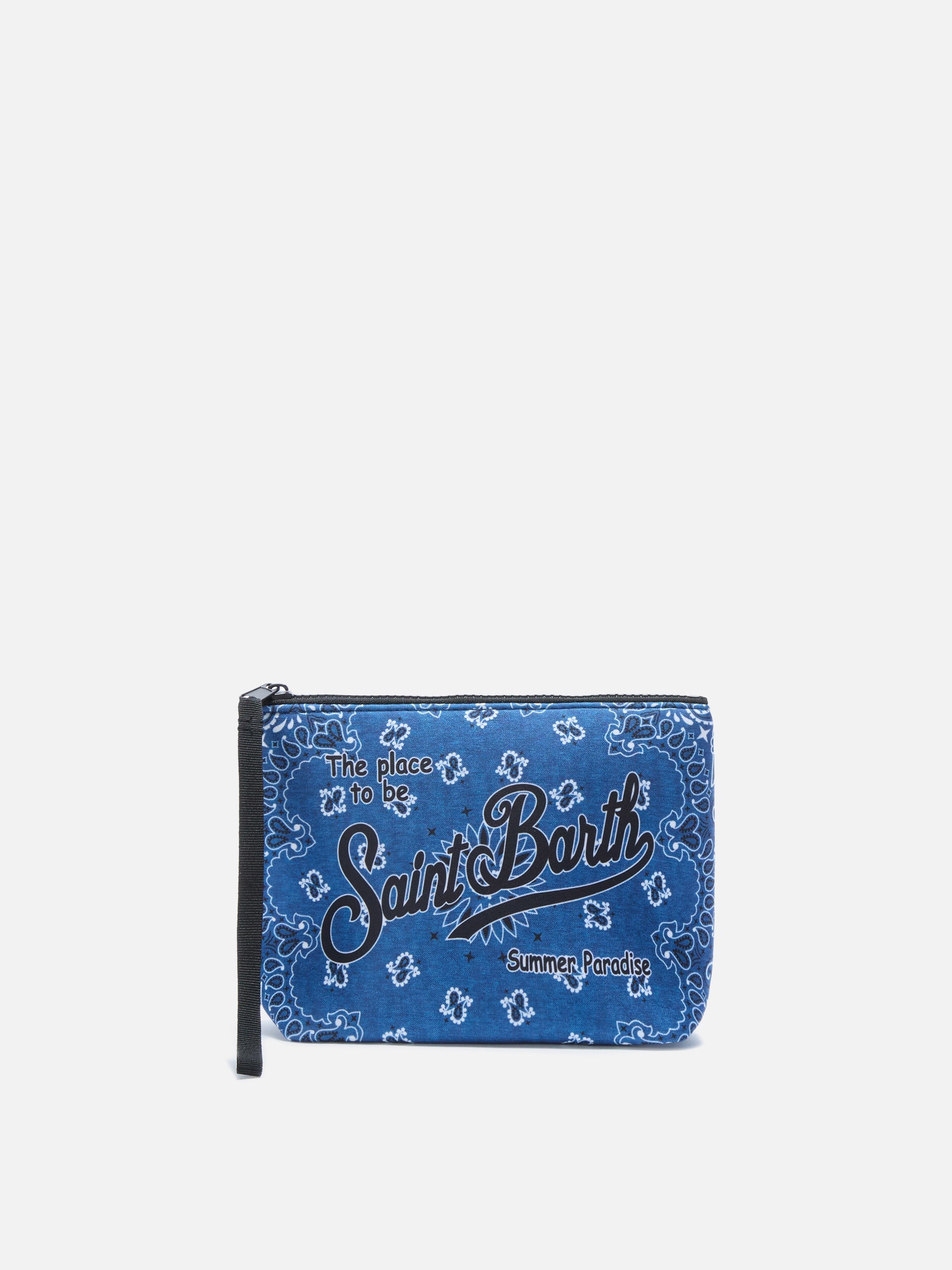 Aline Scuba Pouch With Blue Bandana Print Pochette