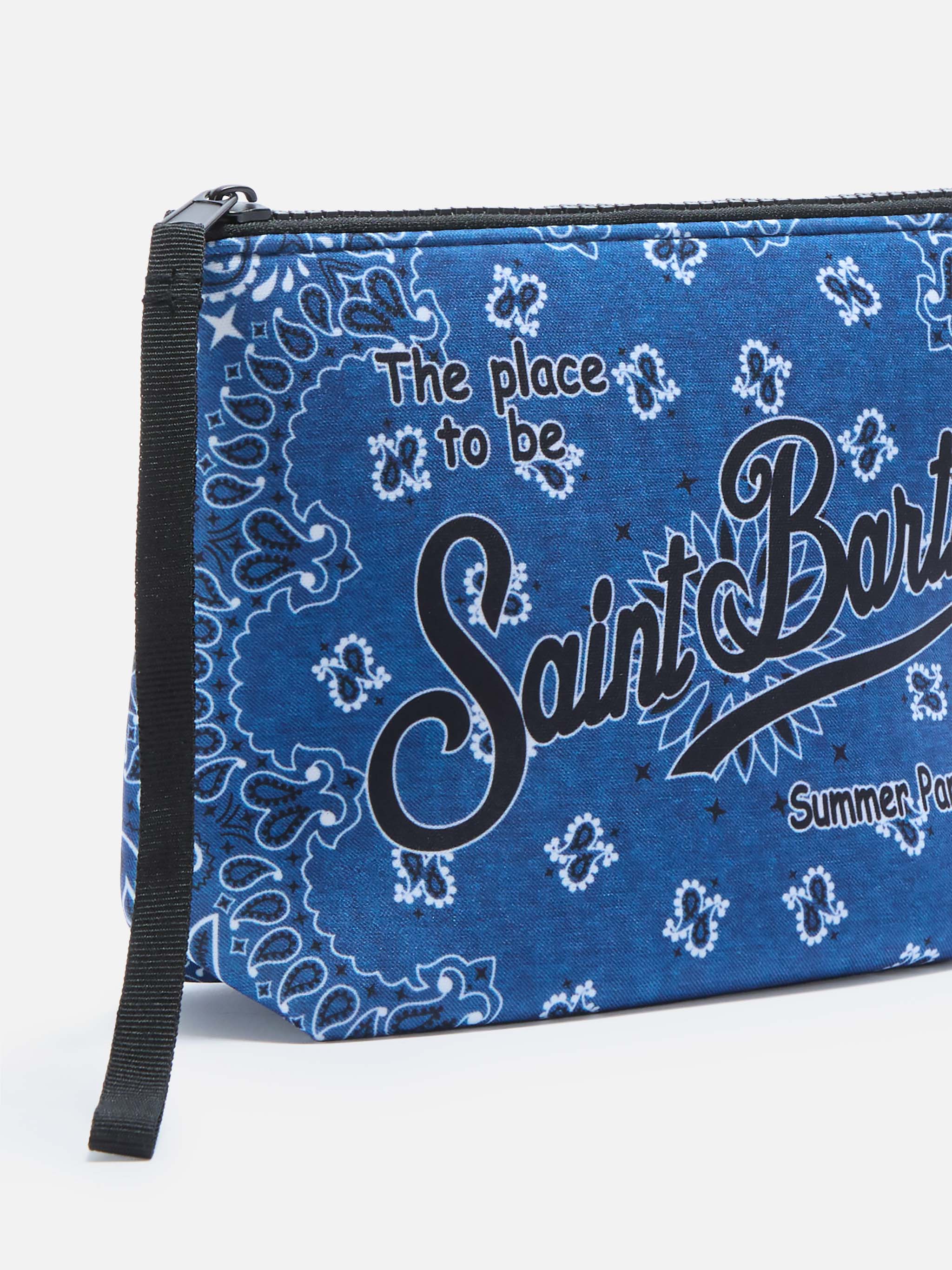 Aline Scuba Pouch With Blue Bandana Print Pochette