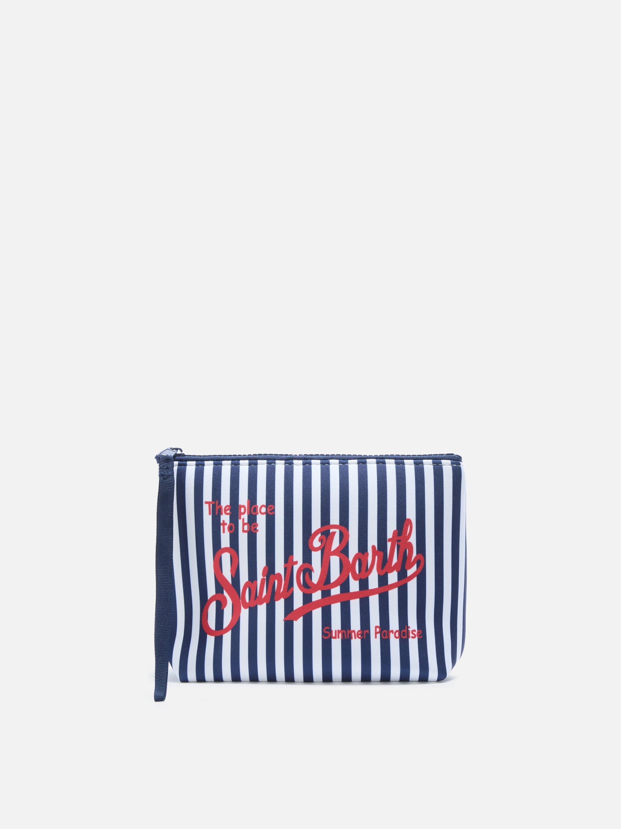 Aline Scuba Pouch With Blue Striped Print Pochette