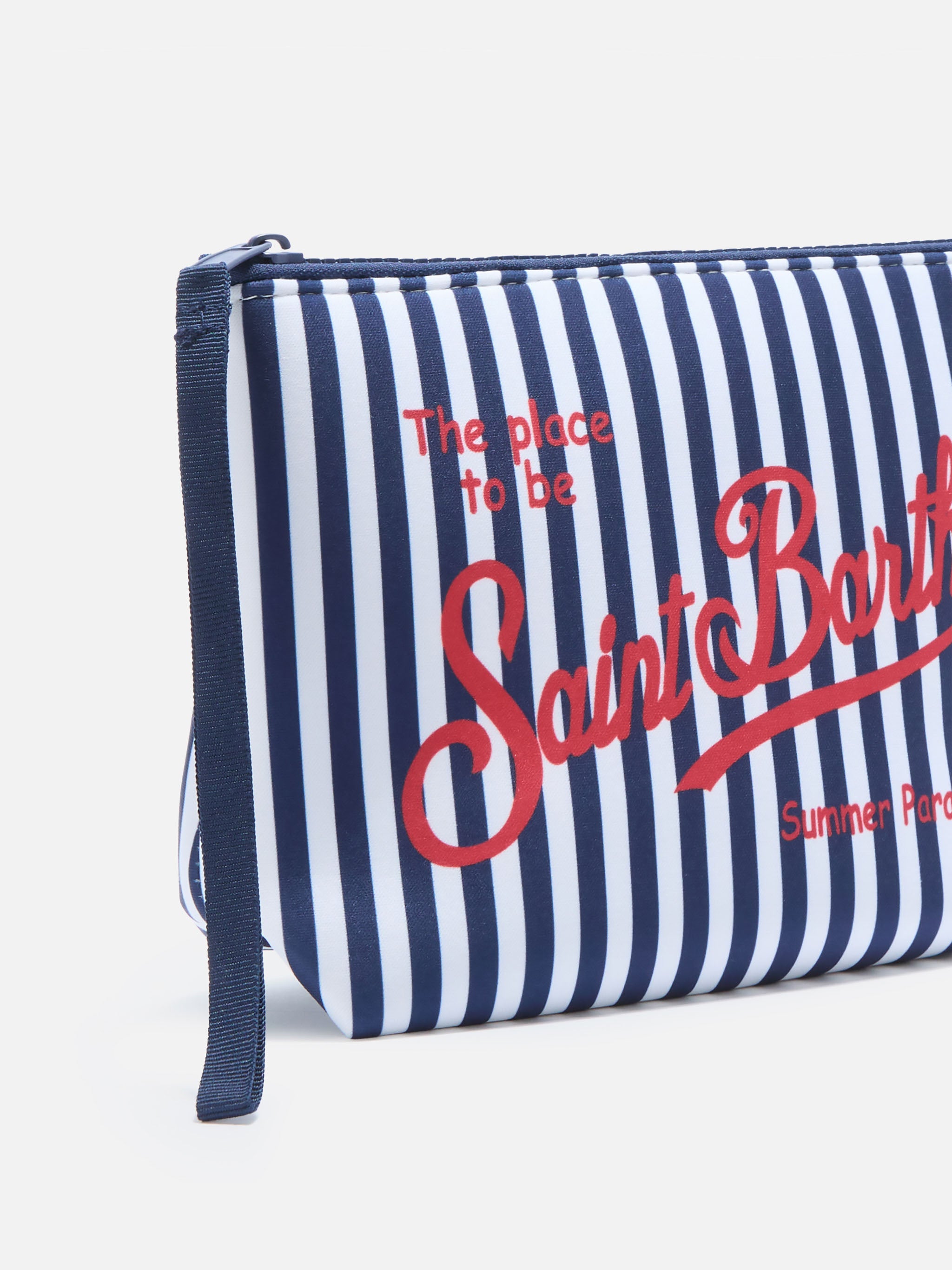Aline Scuba Pouch With Blue Striped Print Pochette