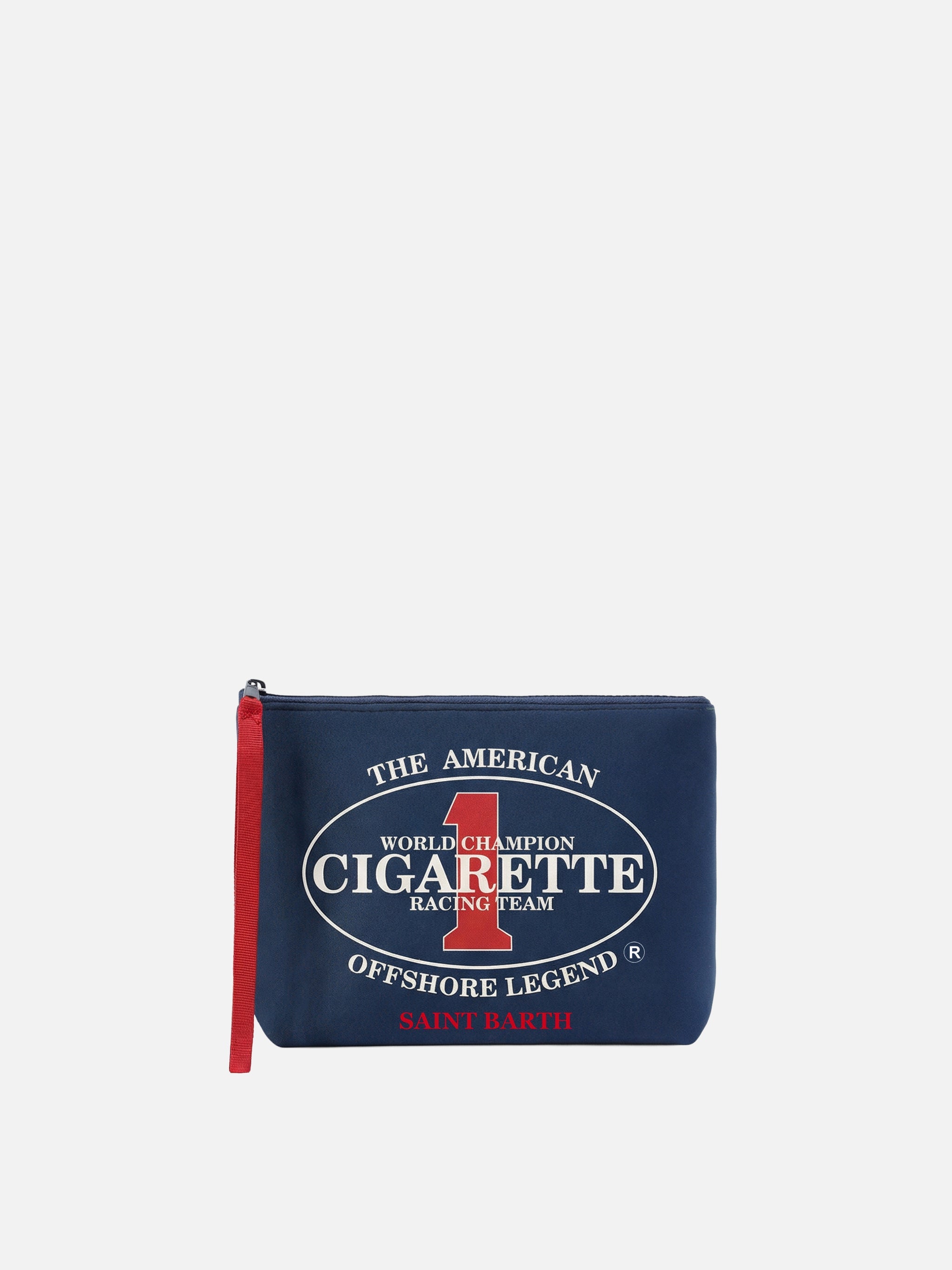 Aline Blue Scuba Pouch With Cigarette Racing Team Embroidery | Special Edition Pochette