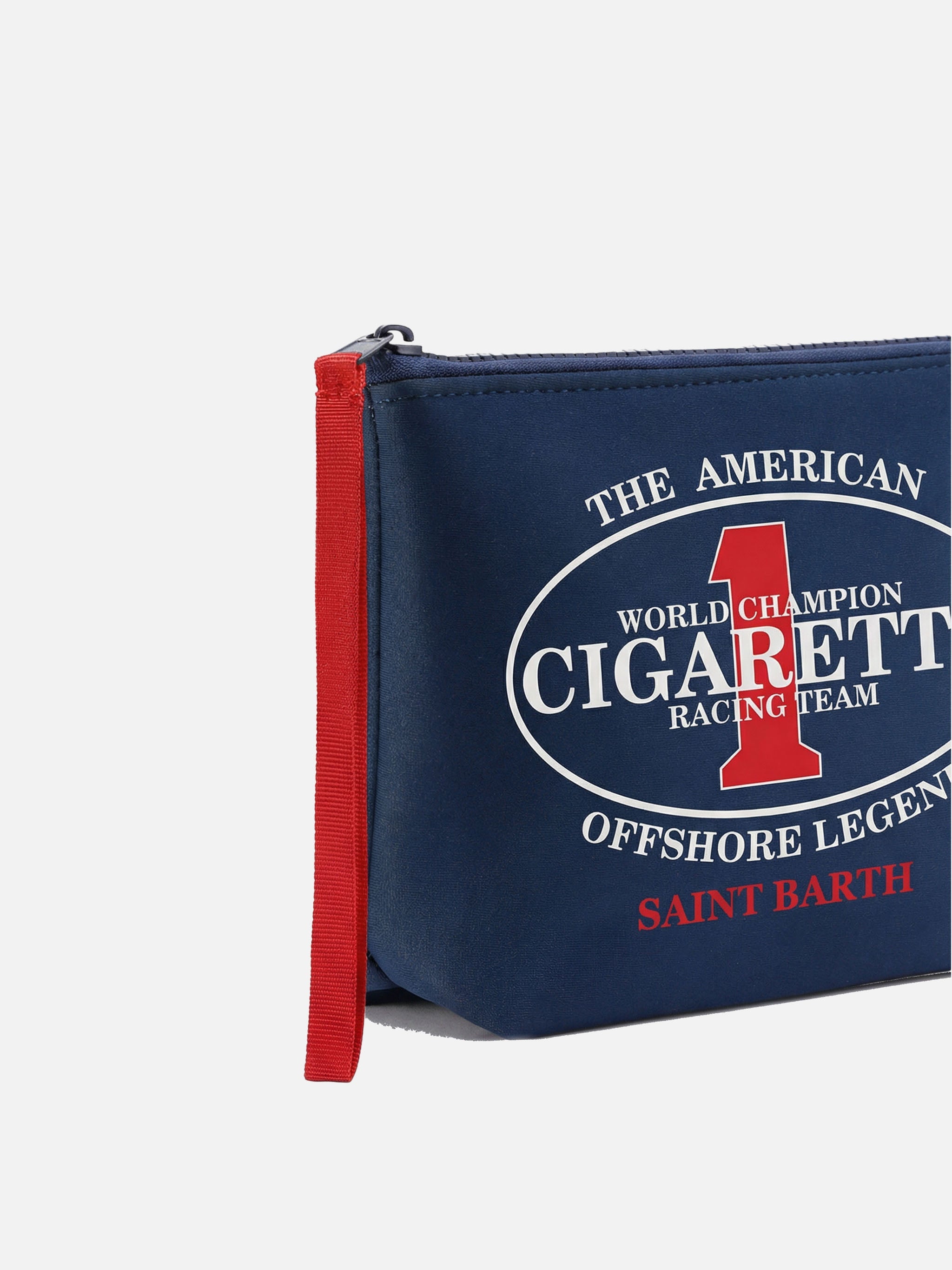 Aline Blue Scuba Pouch With Cigarette Racing Team Embroidery | Special Edition Pochette