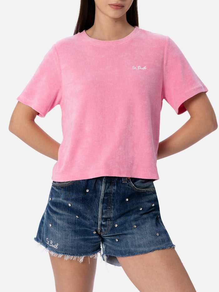 Aleja Pink Terry Cotton T-Shirt