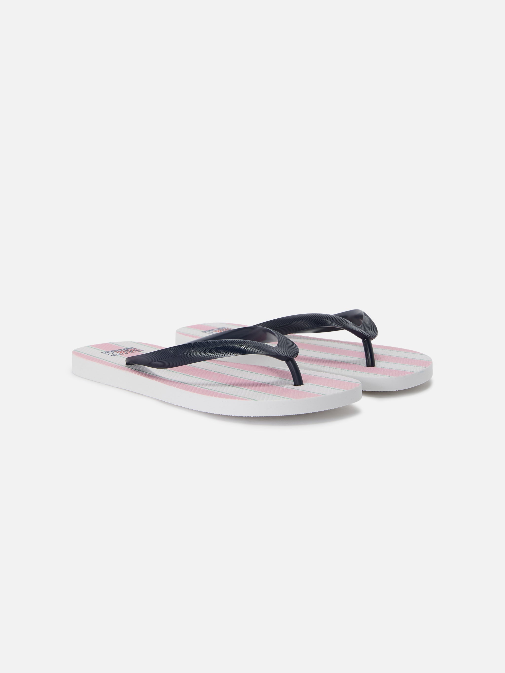Alma Rubber Slip-On Flip Flops With Pink And White Stripes Flop