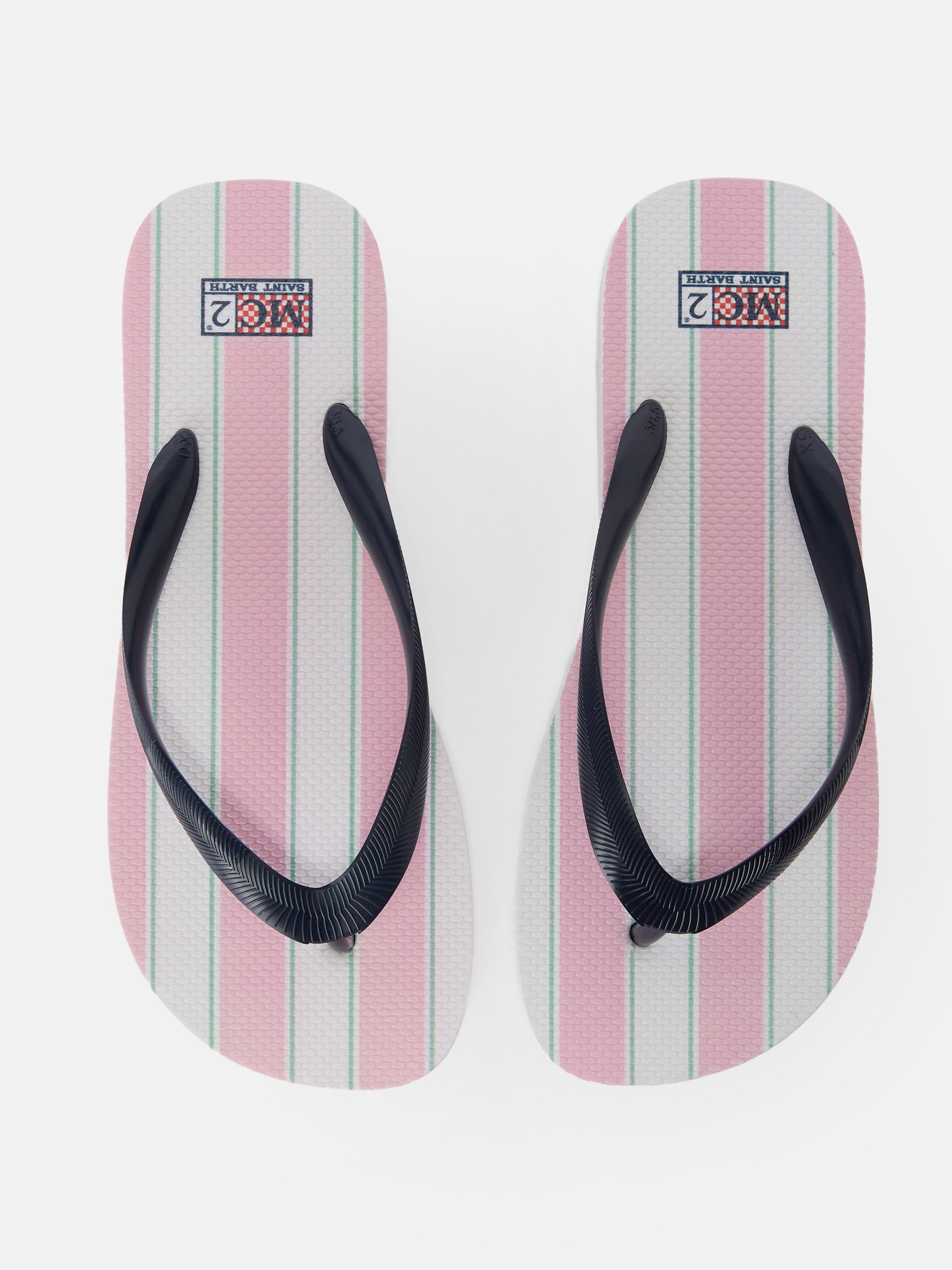 Alma Rubber Slip-On Flip Flops With Pink And White Stripes Flop