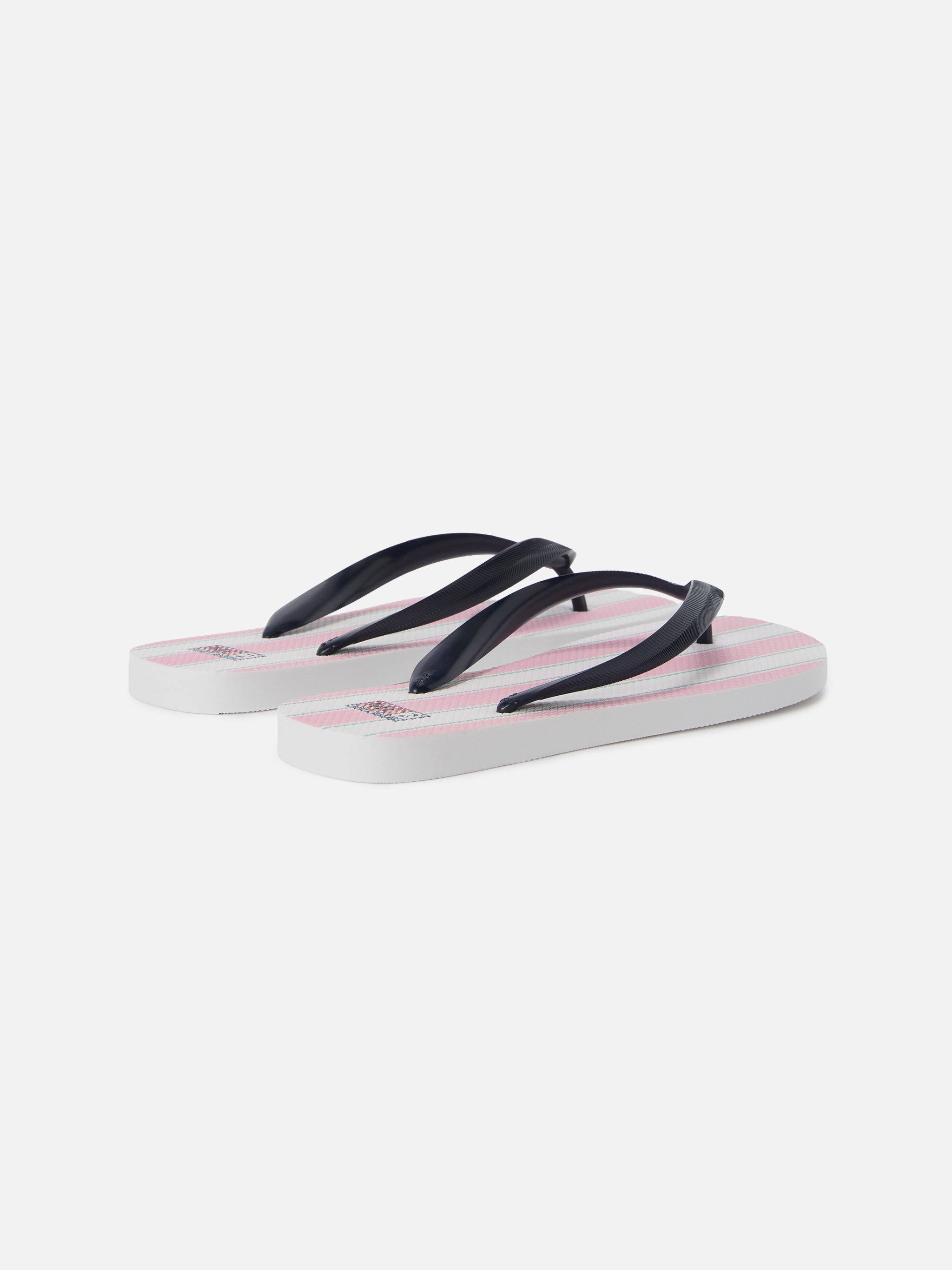 Alma Rubber Slip-On Flip Flops With Pink And White Stripes Flop
