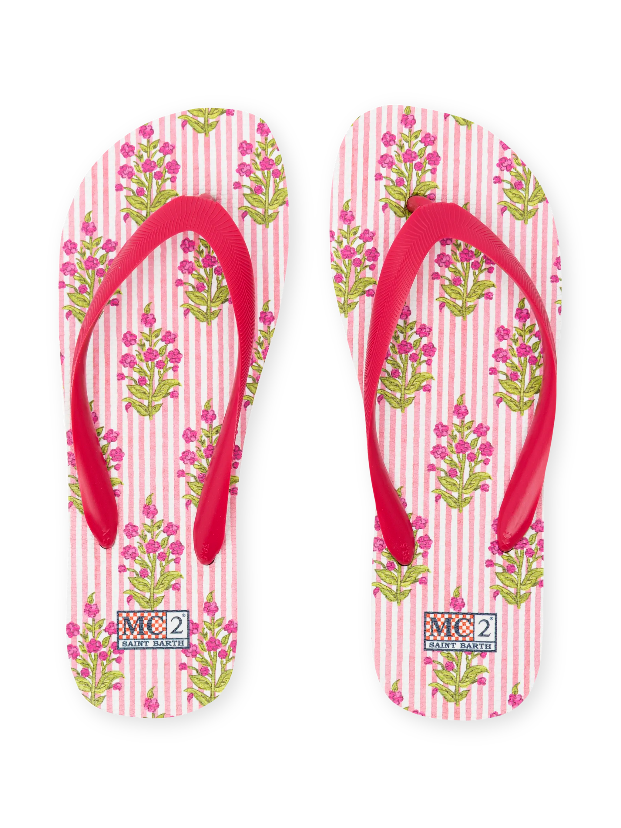 Alma Flip Flops With Flower Print Pink Flop
