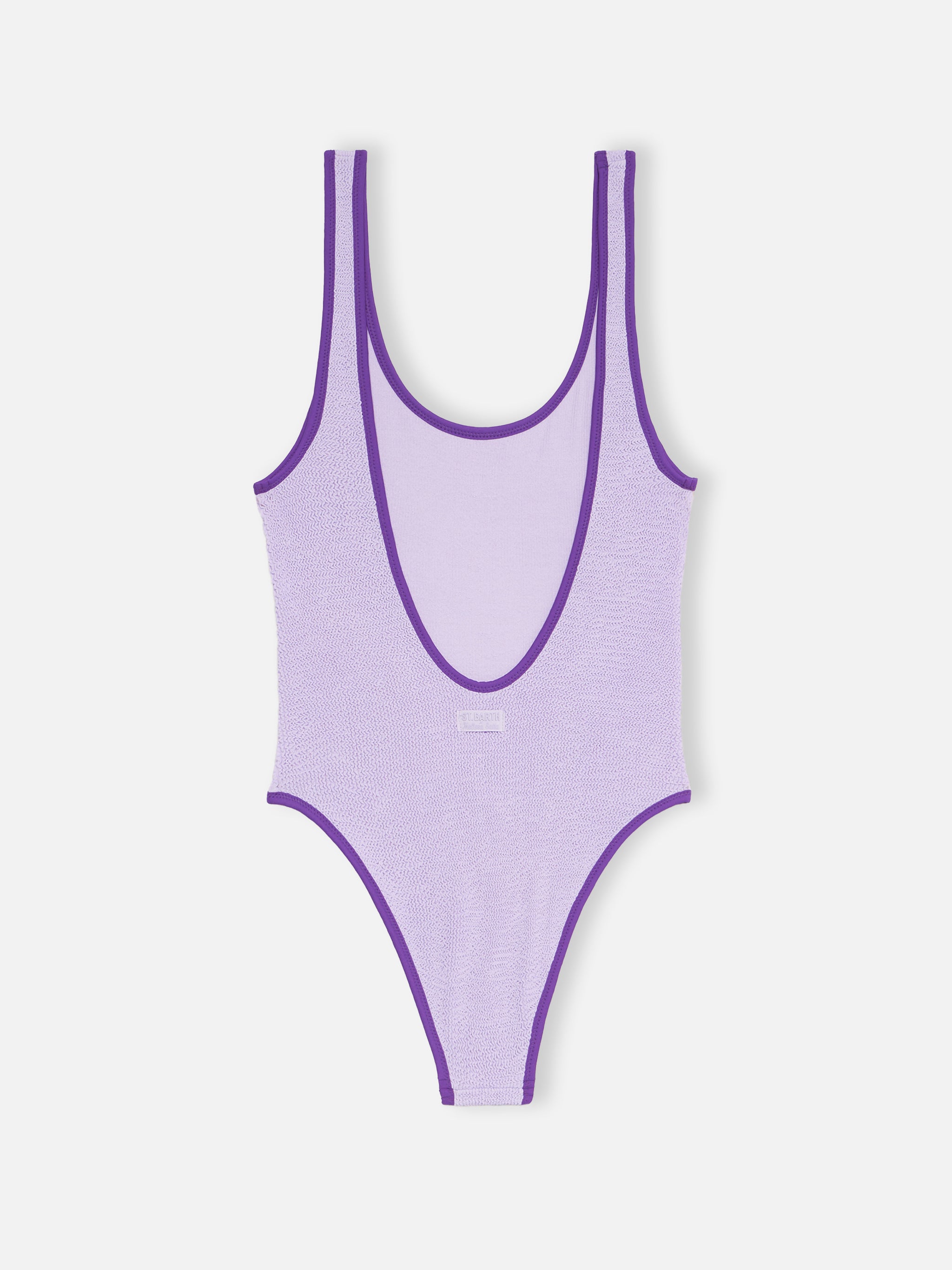 Althea Lilac Crinkle One-Piece Swimsuit With Purple Piping | Special Edition Pink One Piece