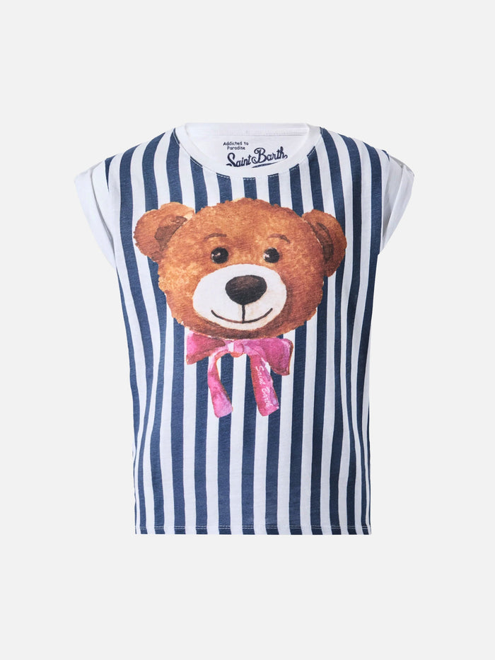 Cotton T-Shirt Amelie With Teddy Bears Print Blue